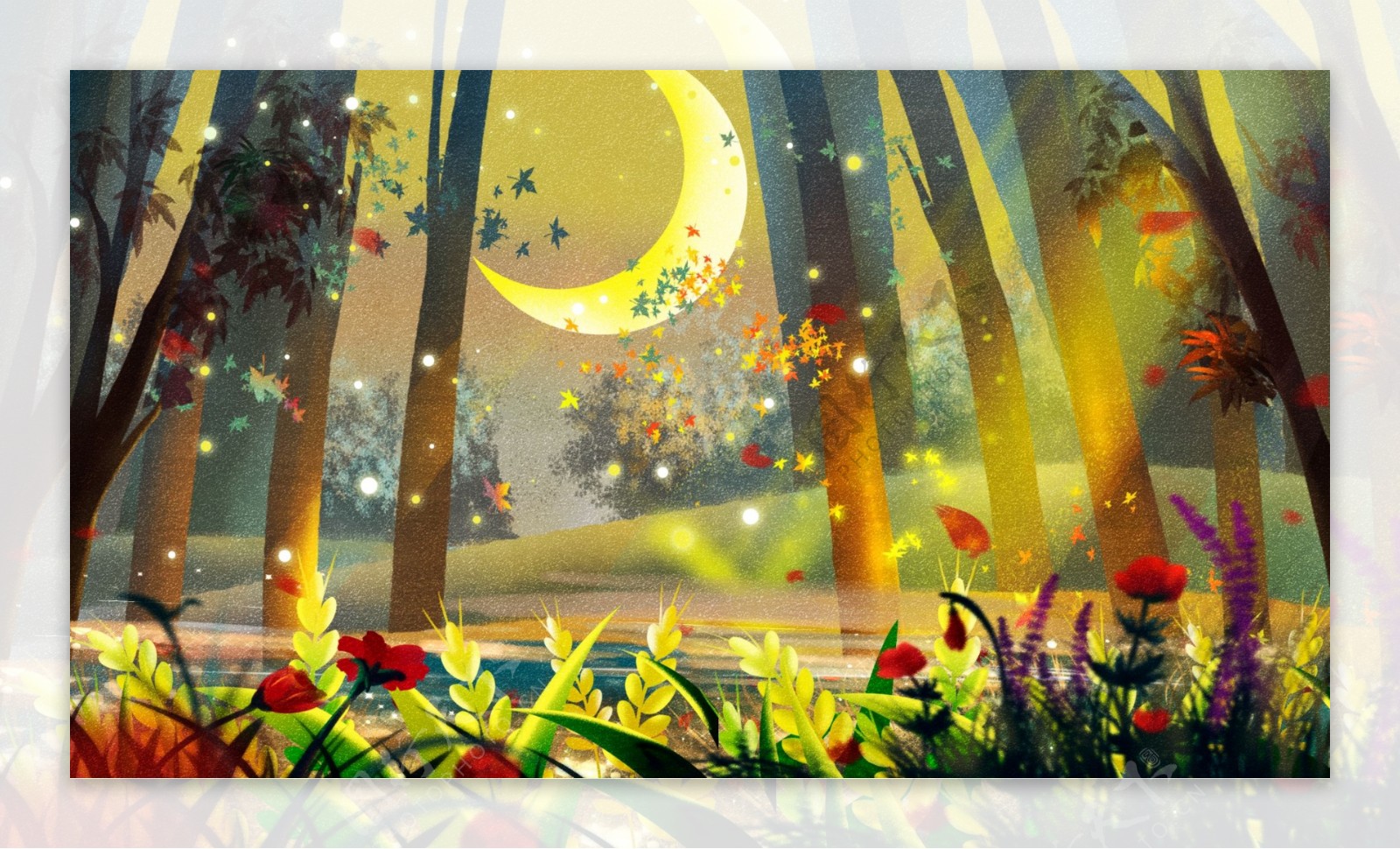 童话风森林插画背景设计