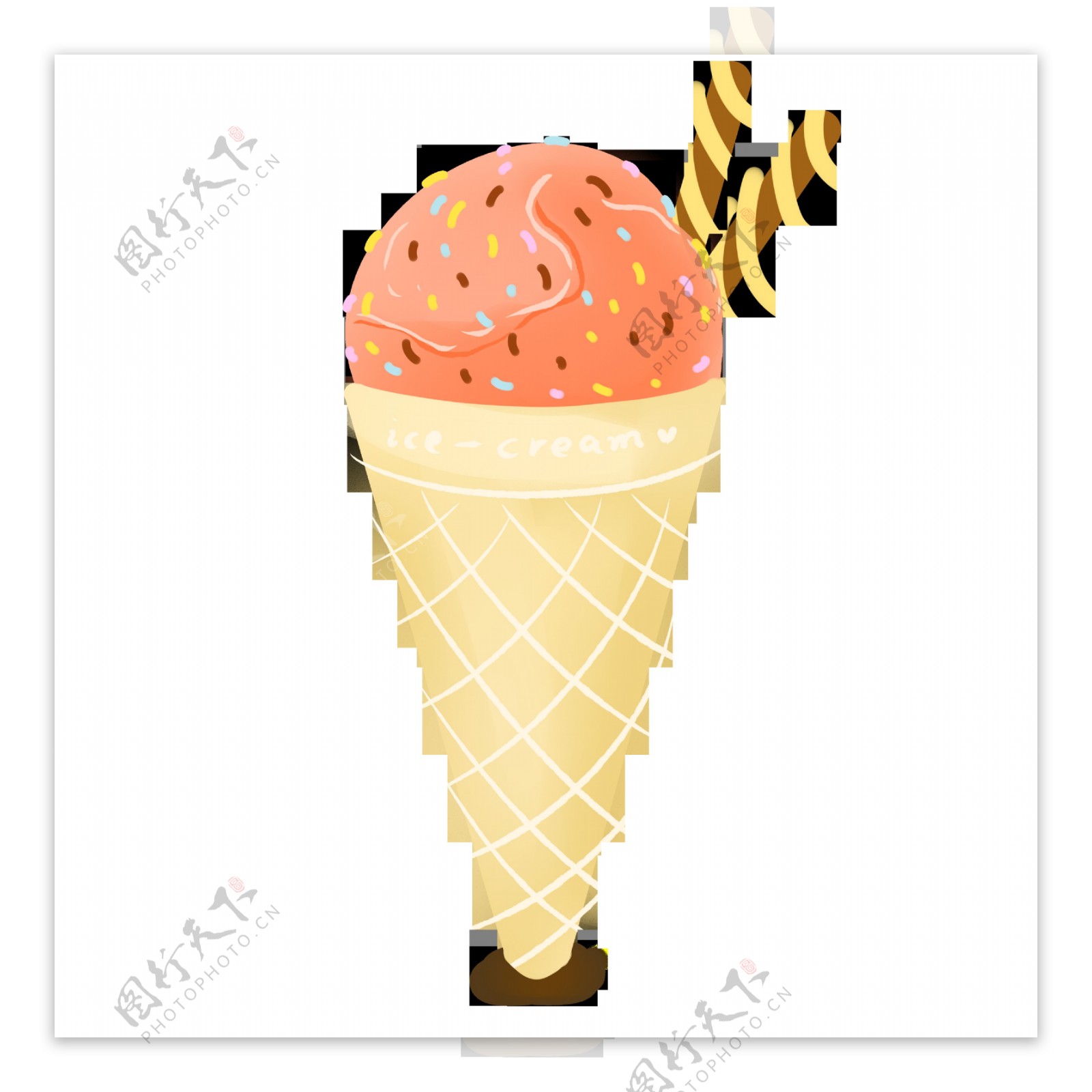 商用手绘扁平化风格美食冰淇淋元素