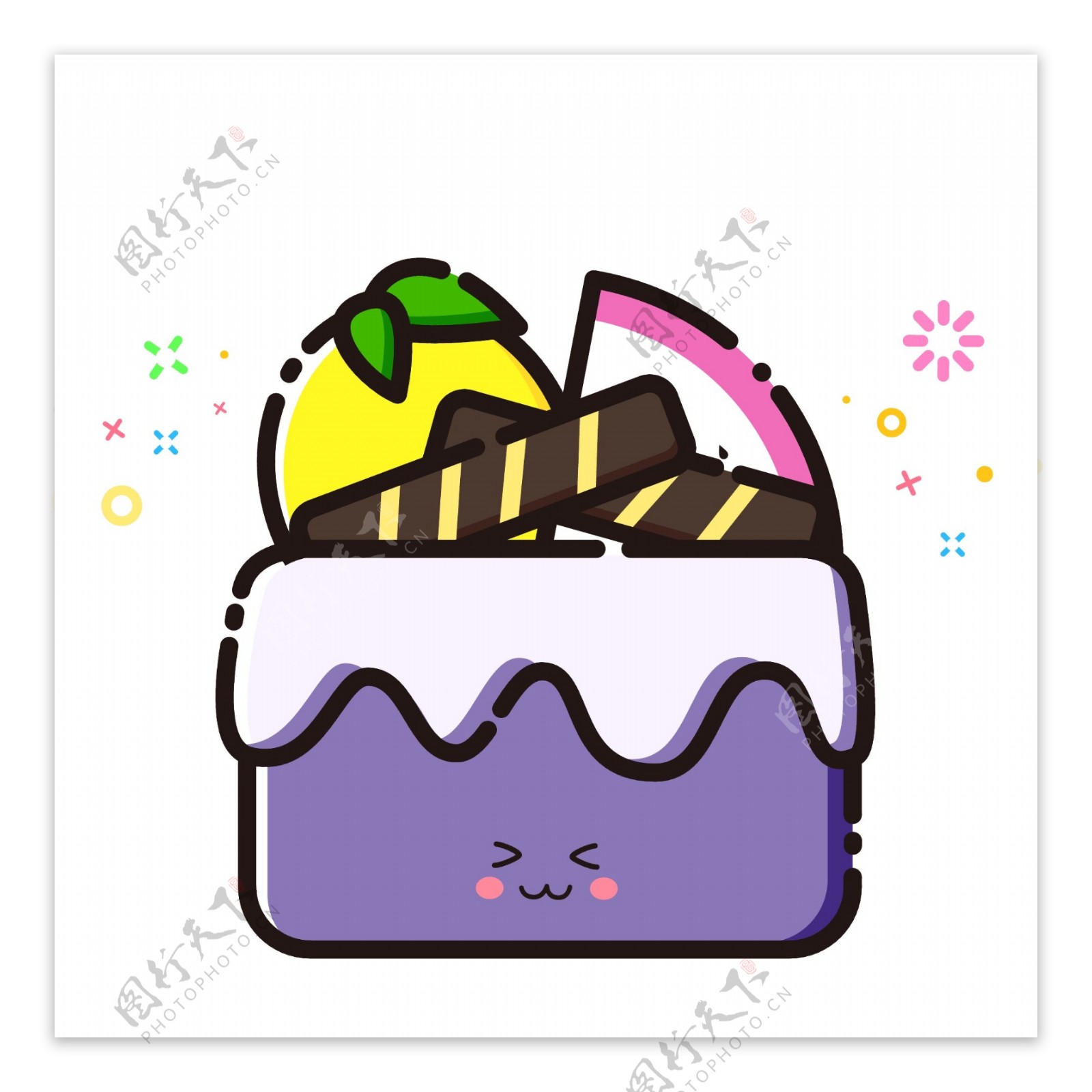 mbe风格卡通可爱水果奶油蛋糕素材