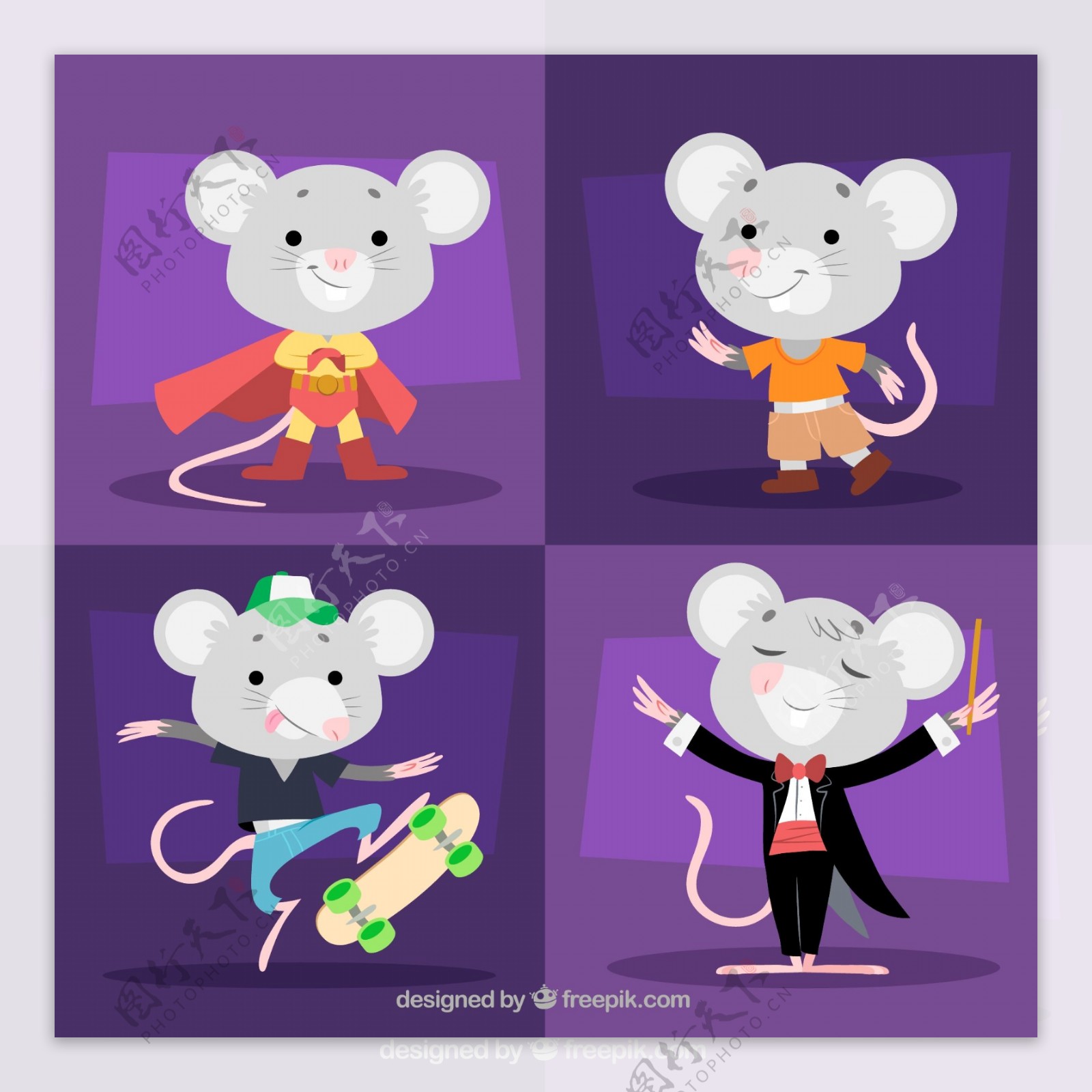 卡通灰色老鼠