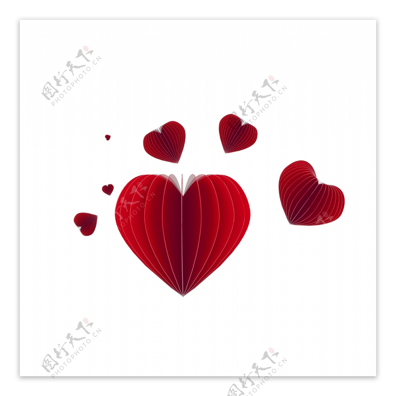 感恩节立体装饰氛围元素红色爱心折纸红心