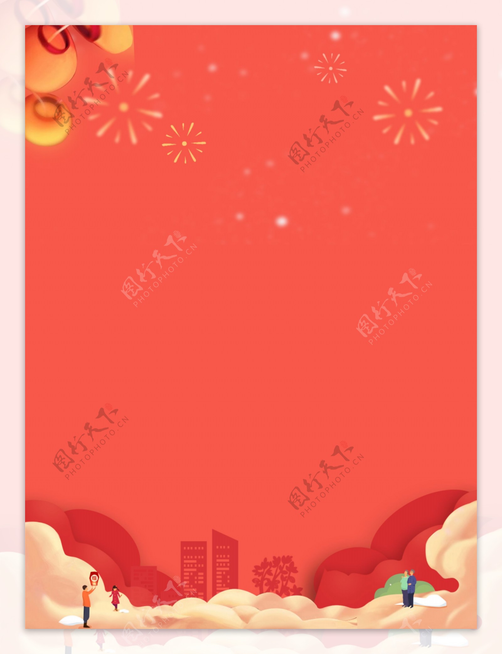 红色中国风剪纸喜庆新年背景