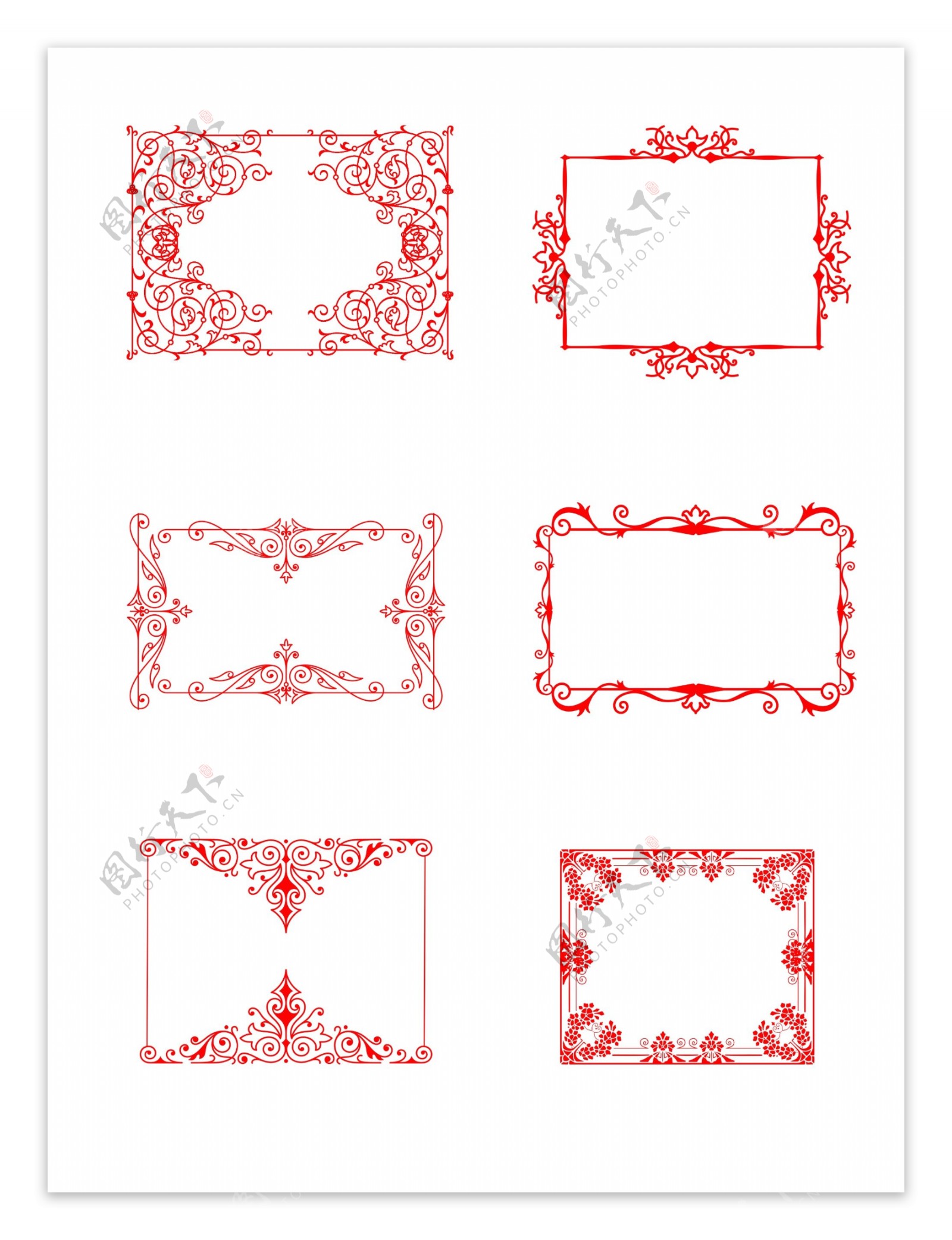 中国风边框红色纹理花纹装饰设计