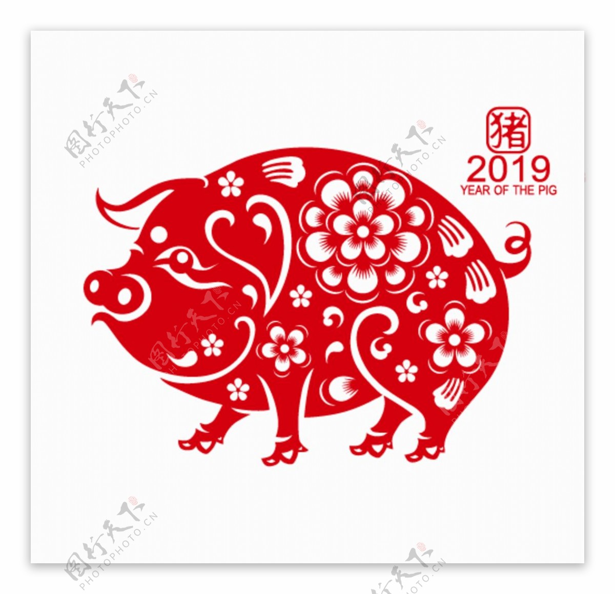 中国传统猪年剪纸
