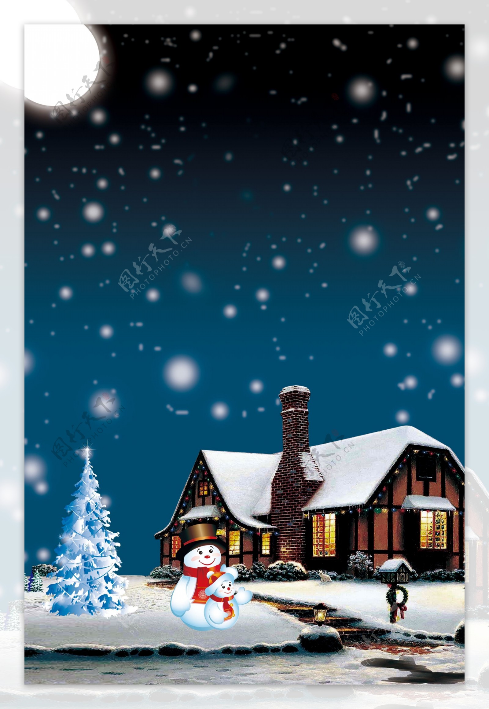下雪的圣诞节背景素材