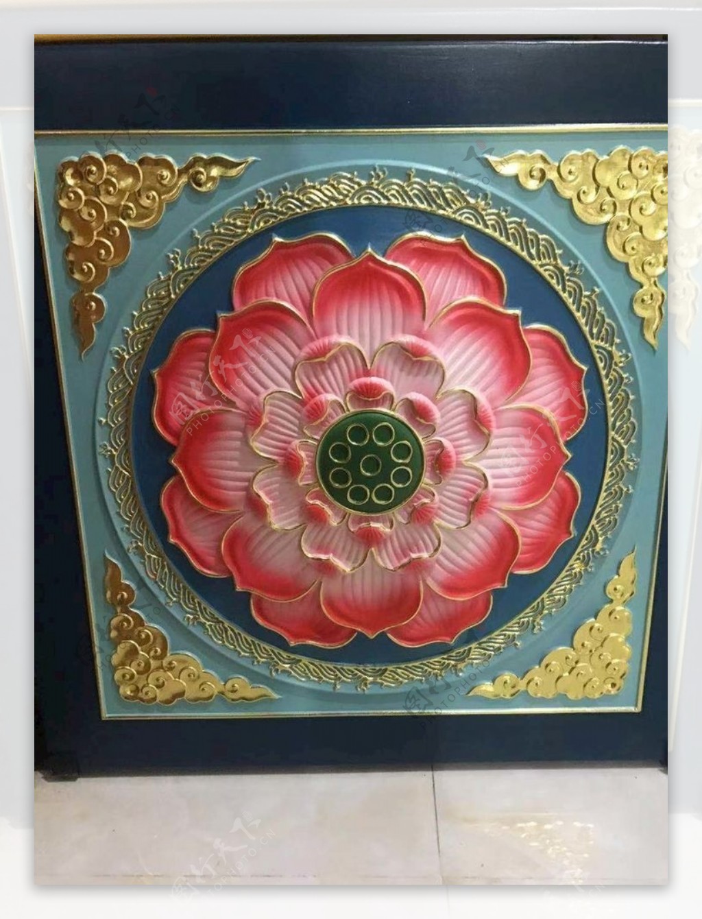 浮雕莲花天花板寺庙文化专用装饰