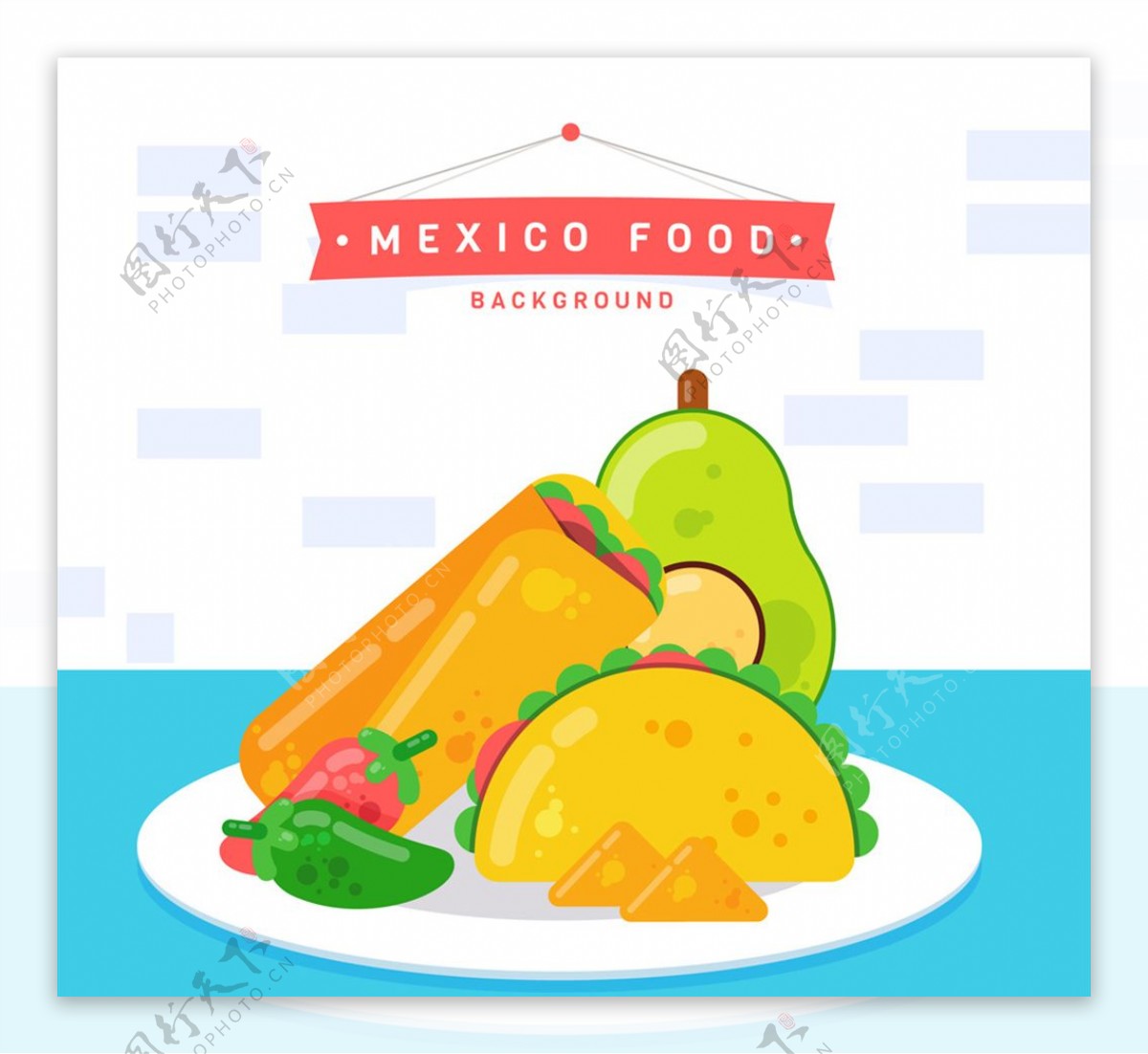 创意餐盘中的墨西哥特色食物
