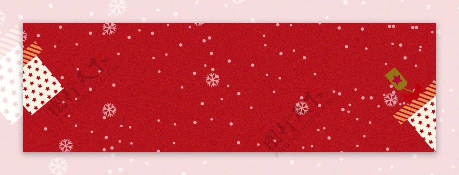 红色雪地冬天色圣诞节banner背景