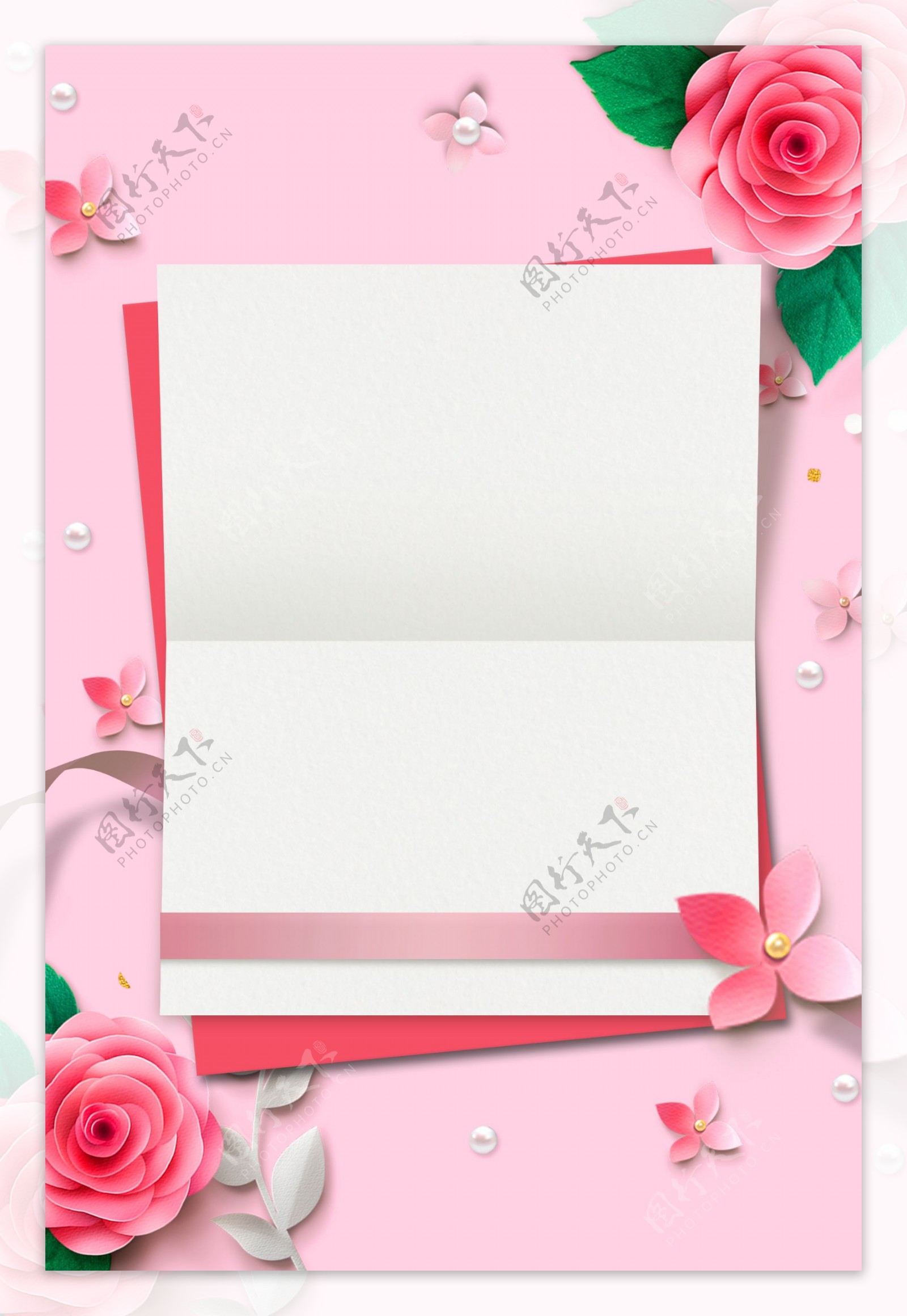 唯美粉色花朵贺卡节日背景素材