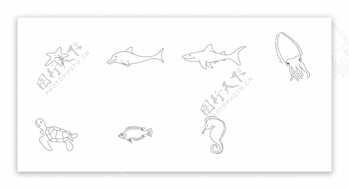 线描海洋动物