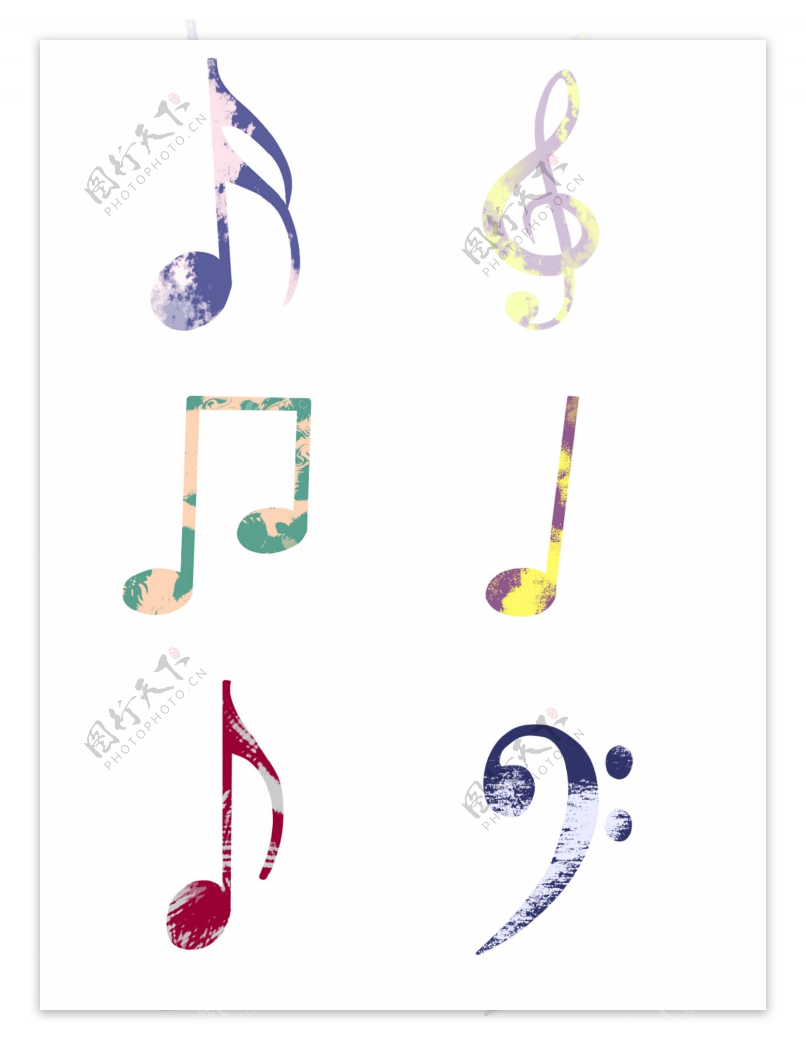 手绘音符元素套图音乐节海报元素设计元素