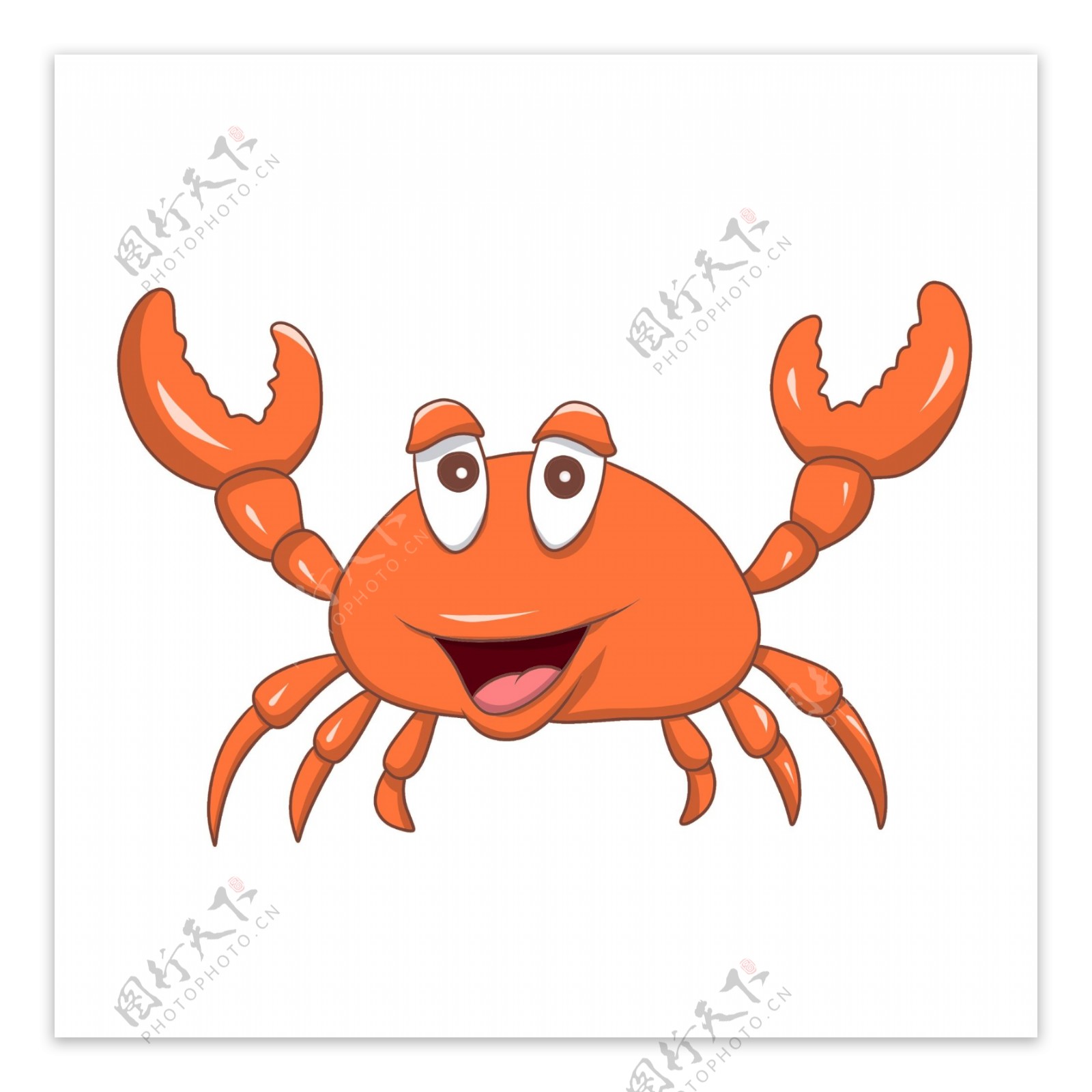 手绘橙色海鲜螃蟹可商用元素