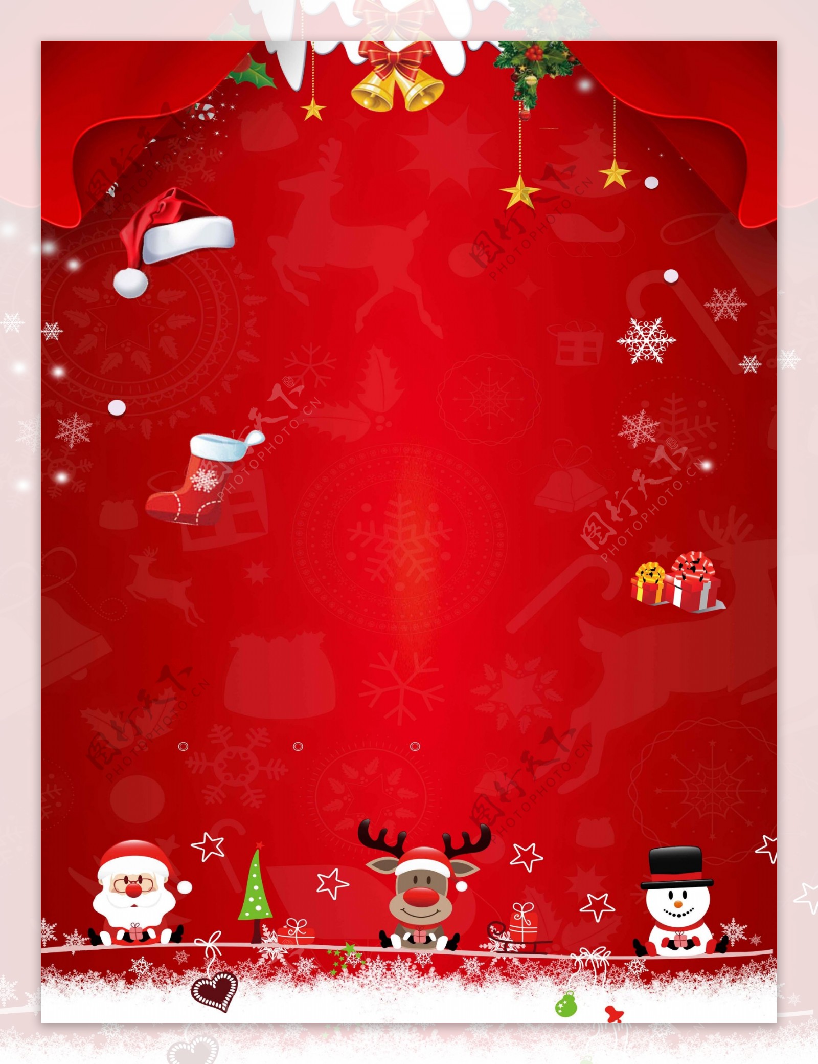 红色圣诞狂欢购海报背景设计