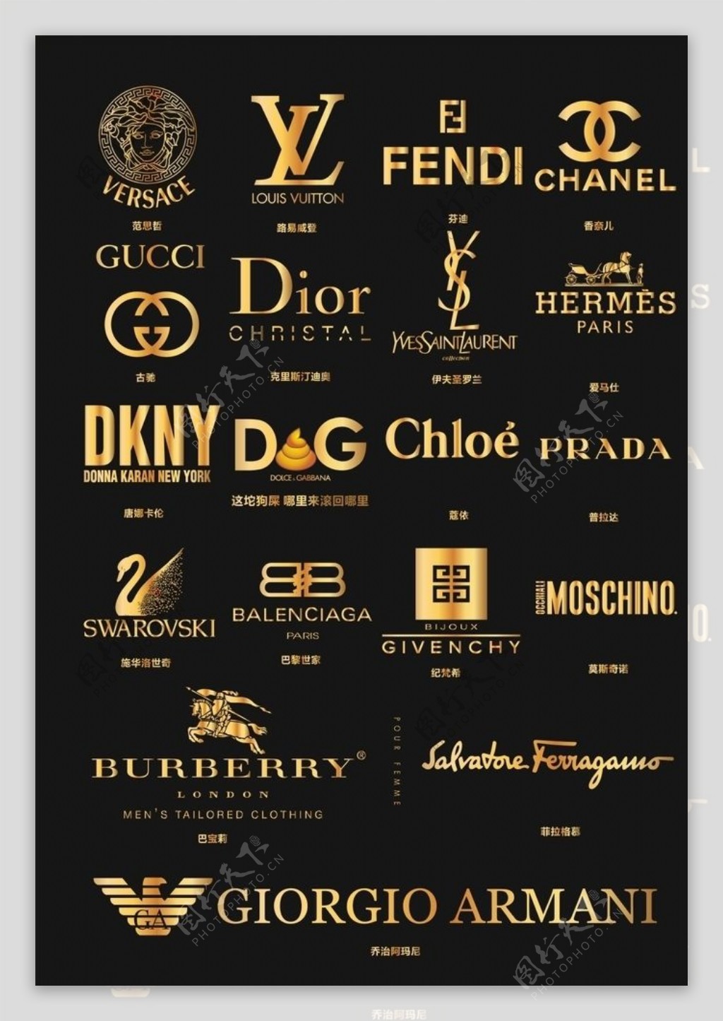 十大奢侈品牌标志logo
