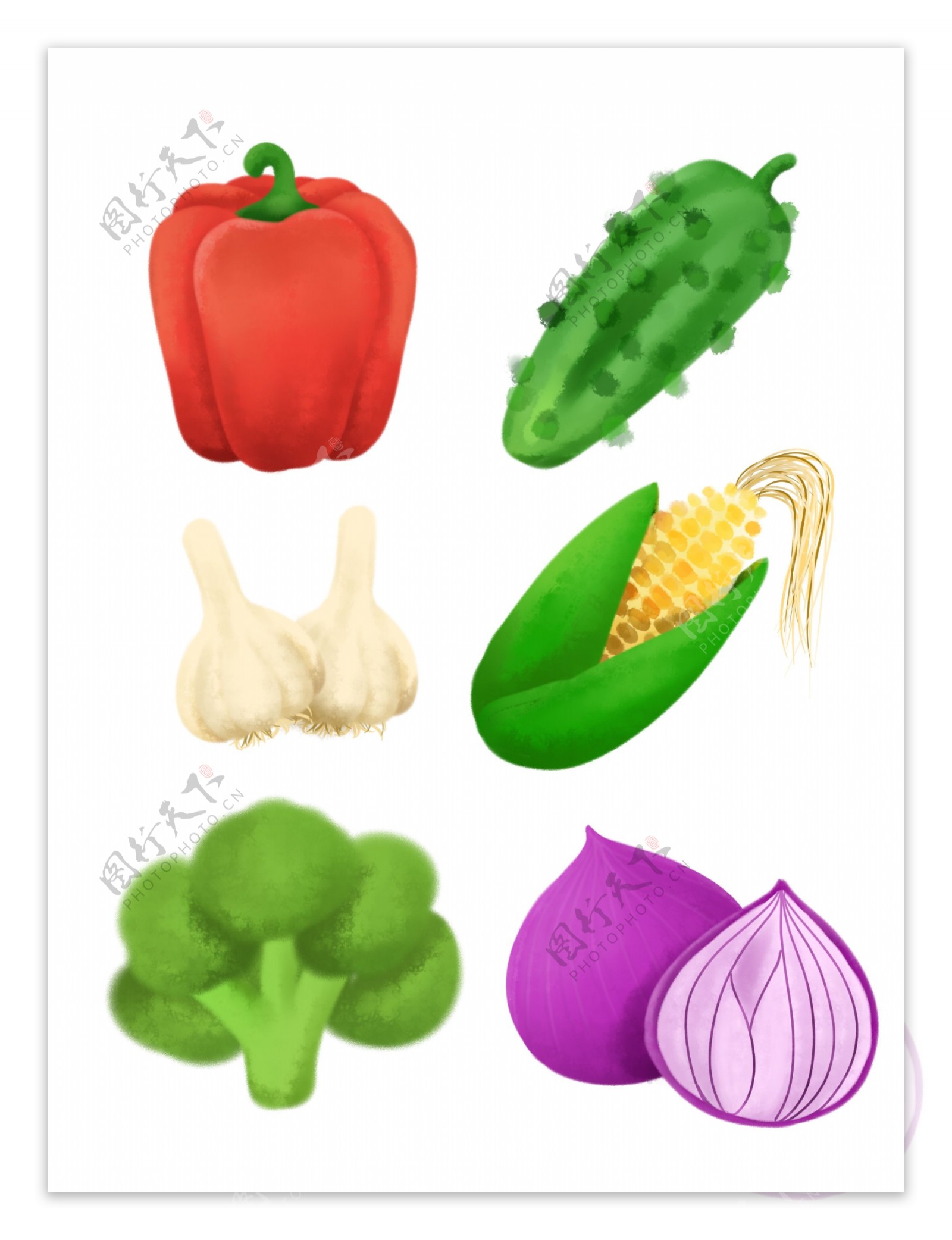 简约手绘蔬菜水果卡通可爱圆椒可商用元素