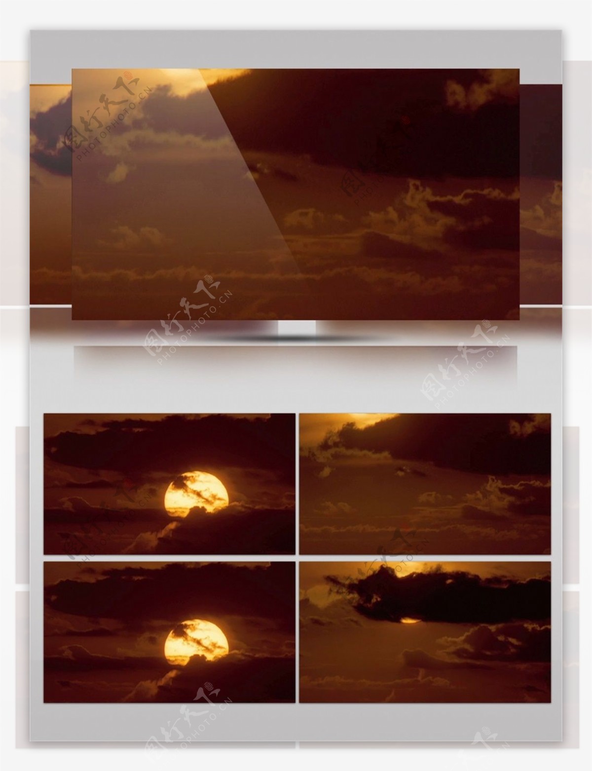 穿梭云层日落时分景色视频素材