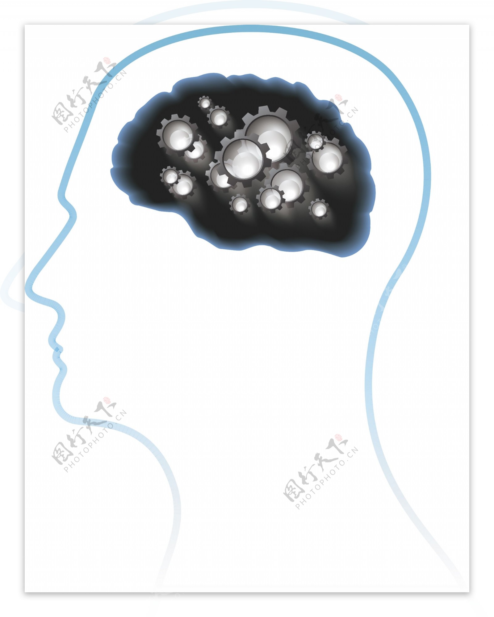 人工智能人脑齿轮大脑装饰素材图案背景