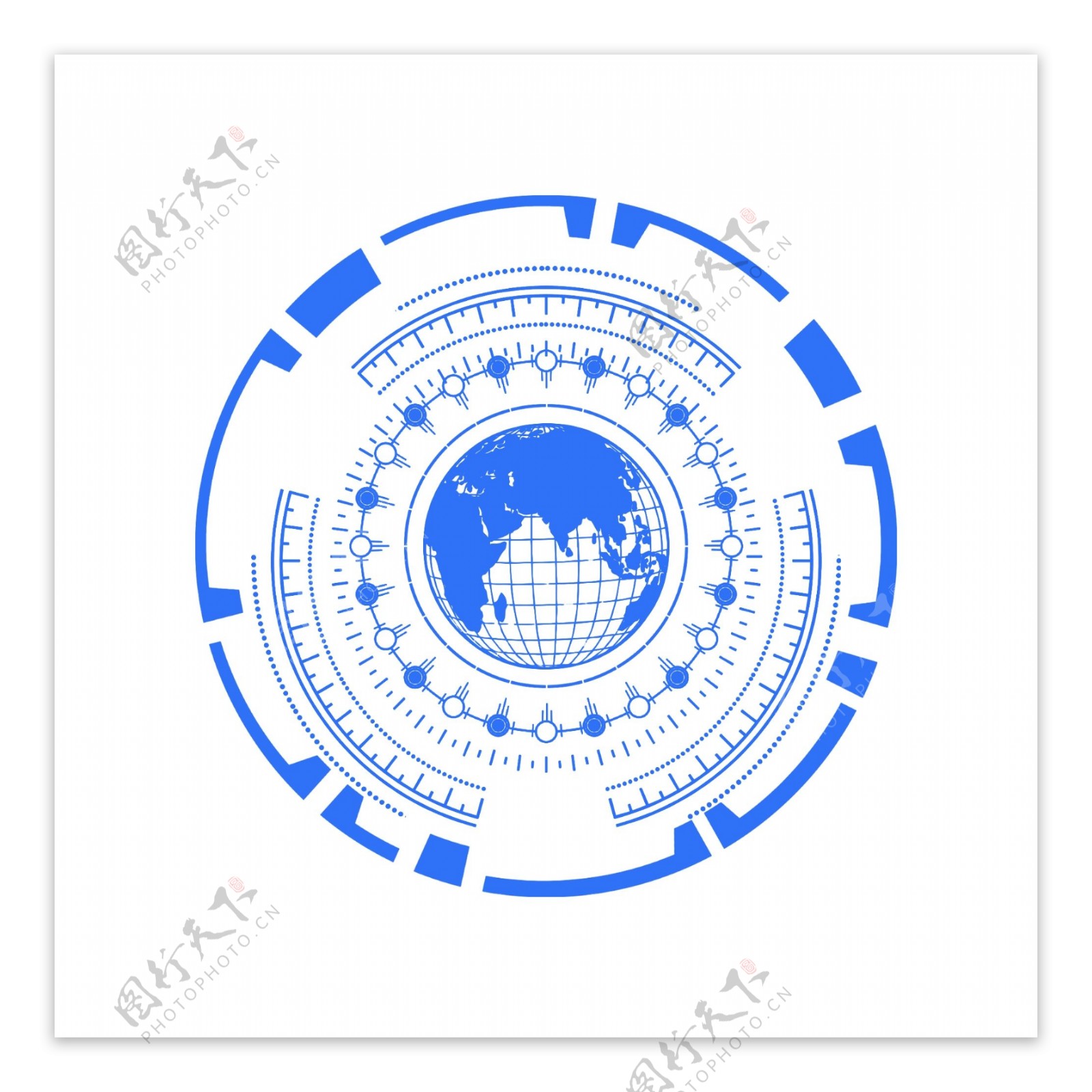 蓝色科技科幻未来地球装饰图案设计元素