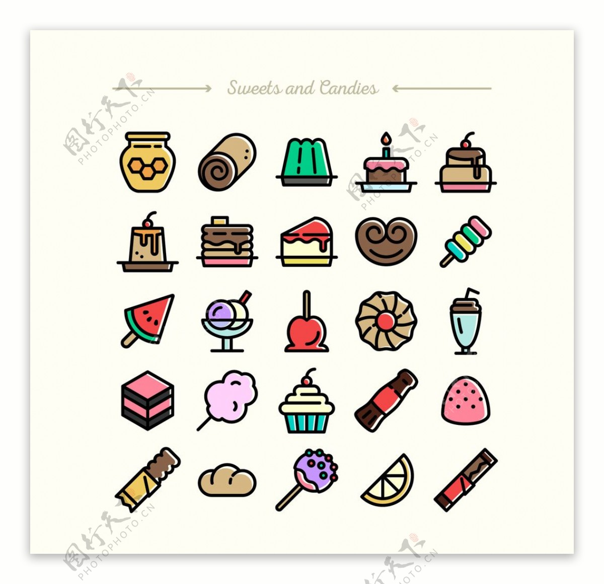 甜点和糖果图标