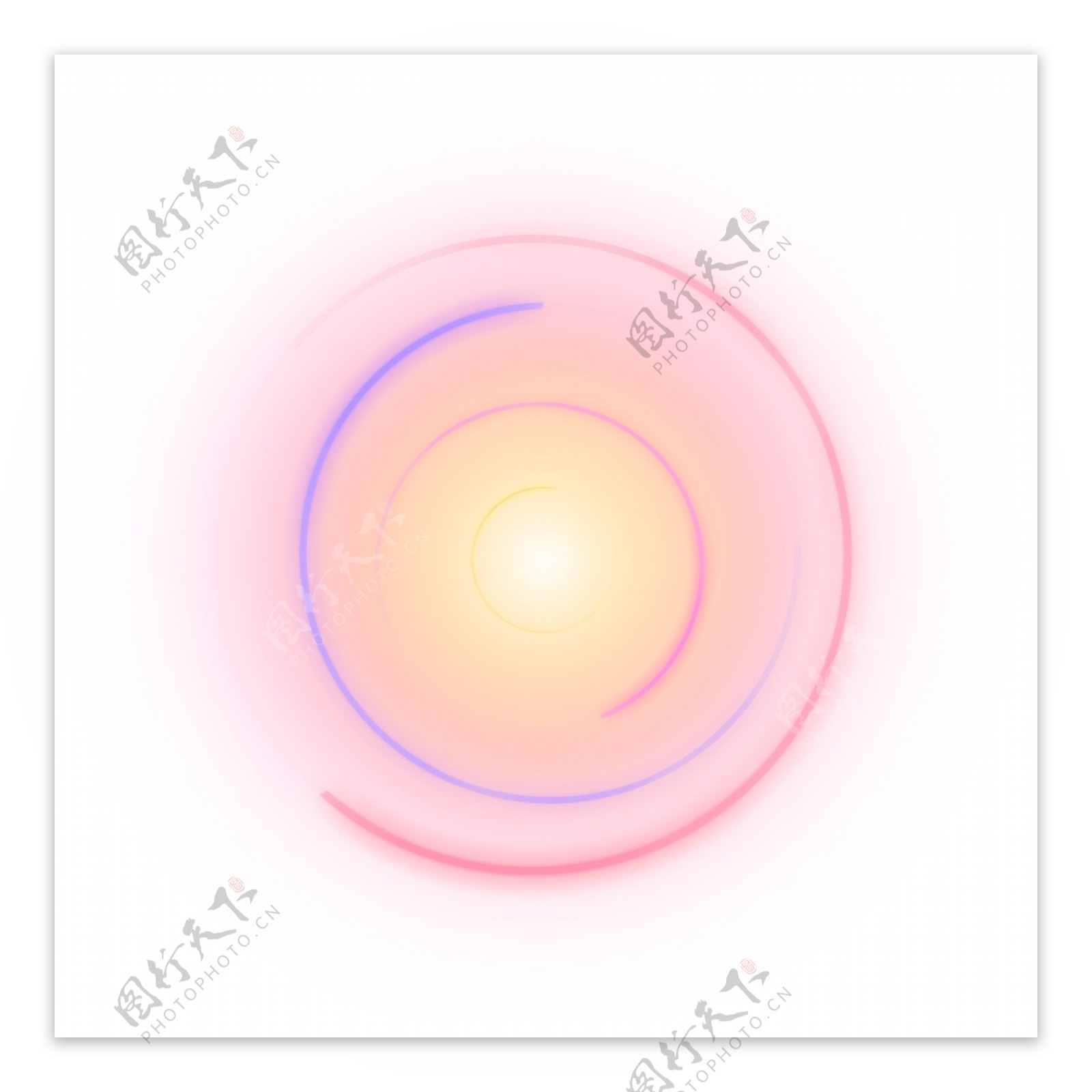 撞色圆形光效光圈光晕光环png可商用元素