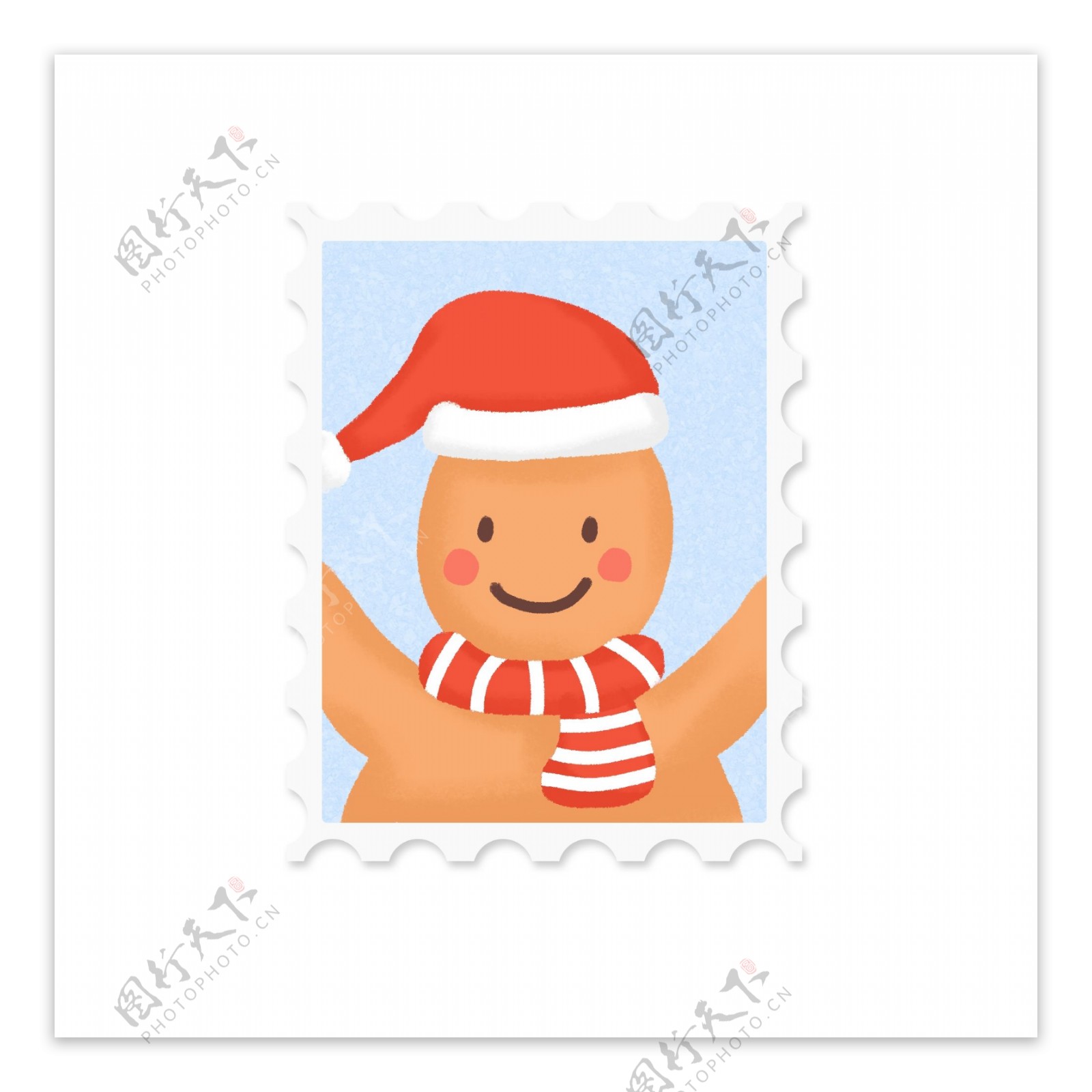手绘圣诞节可爱邮票贴纸素材元素6
