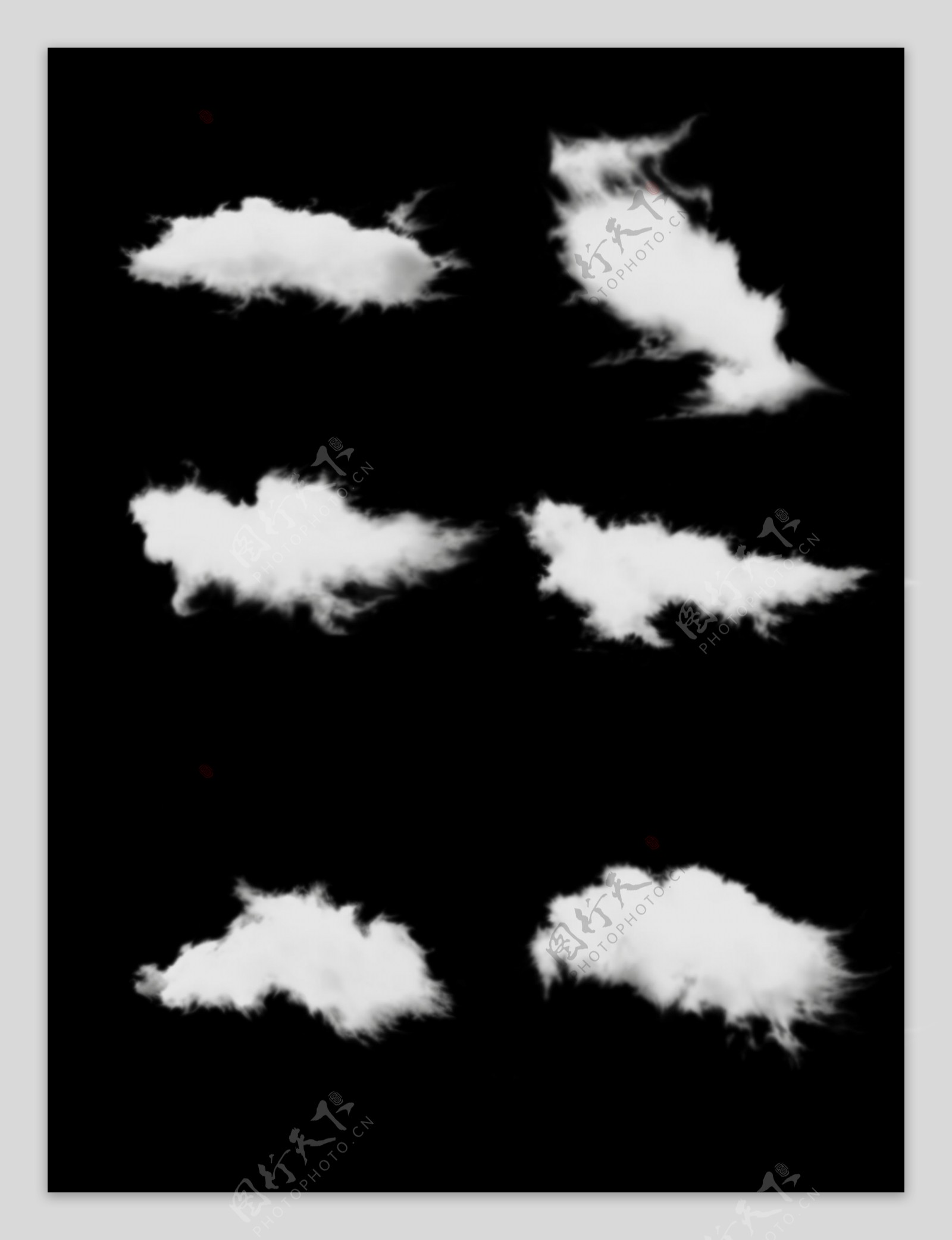 手绘实物质感真实云朵云彩套图元素