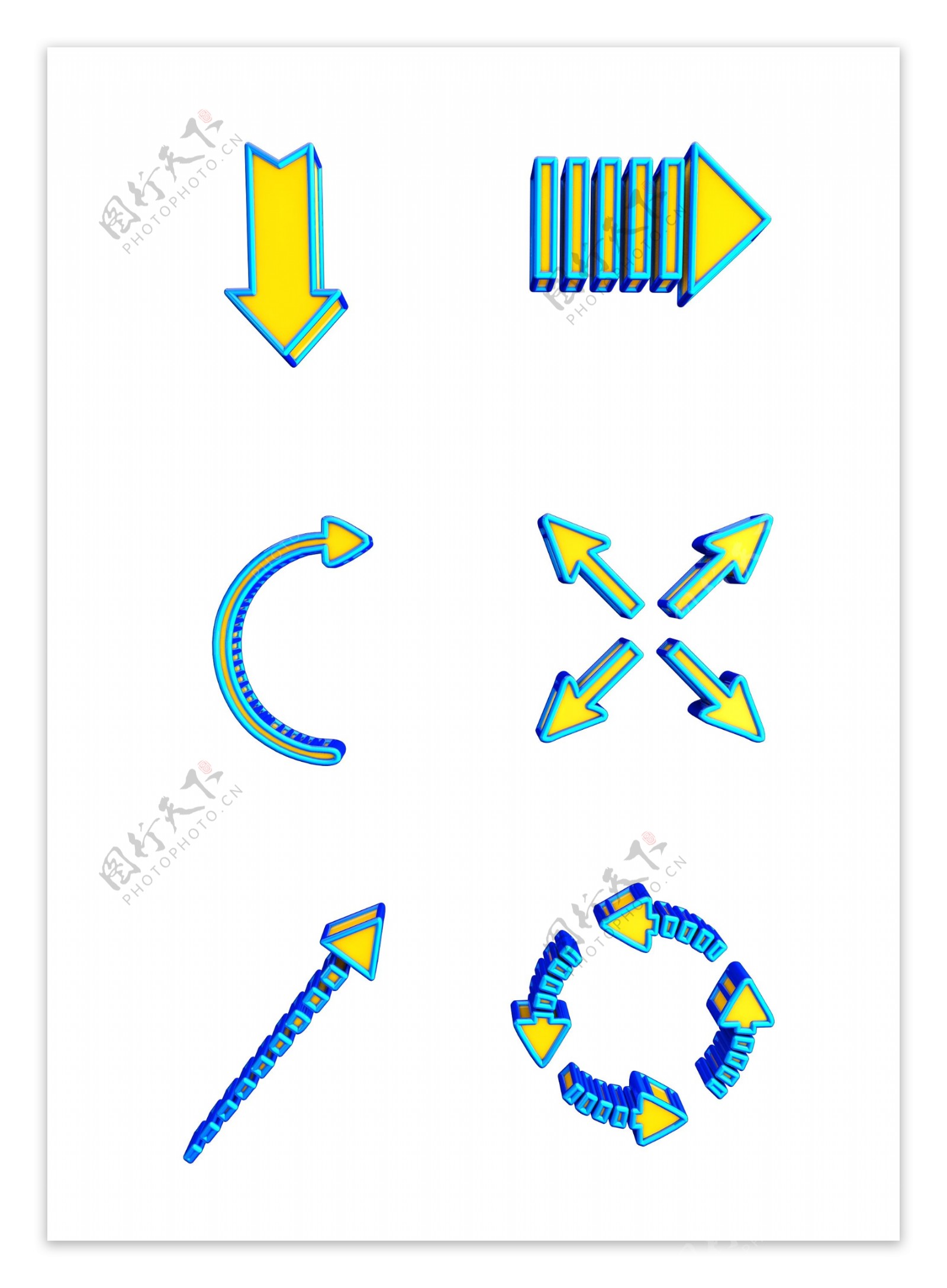箭头蓝黄色箭头可商用