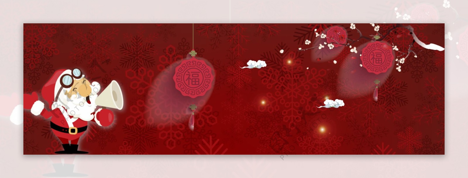 西方节日卡通圣诞节banner背景