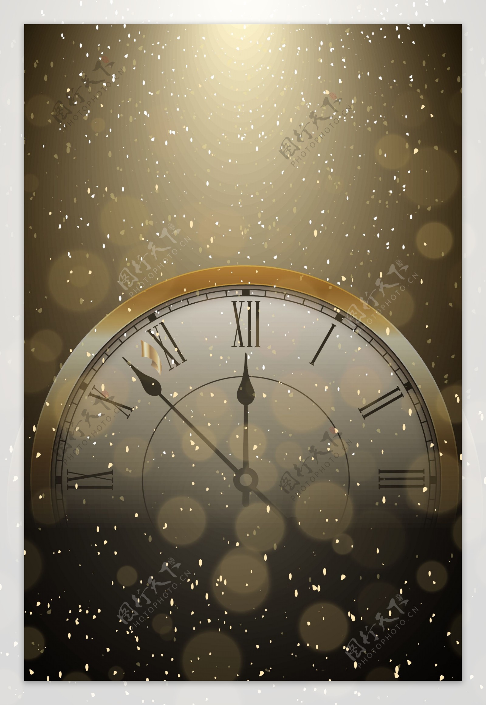 金色迎新年时钟背景