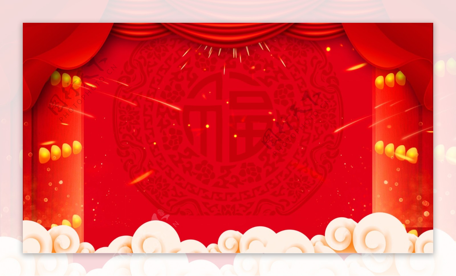 中国风大气猪年元旦背景设计