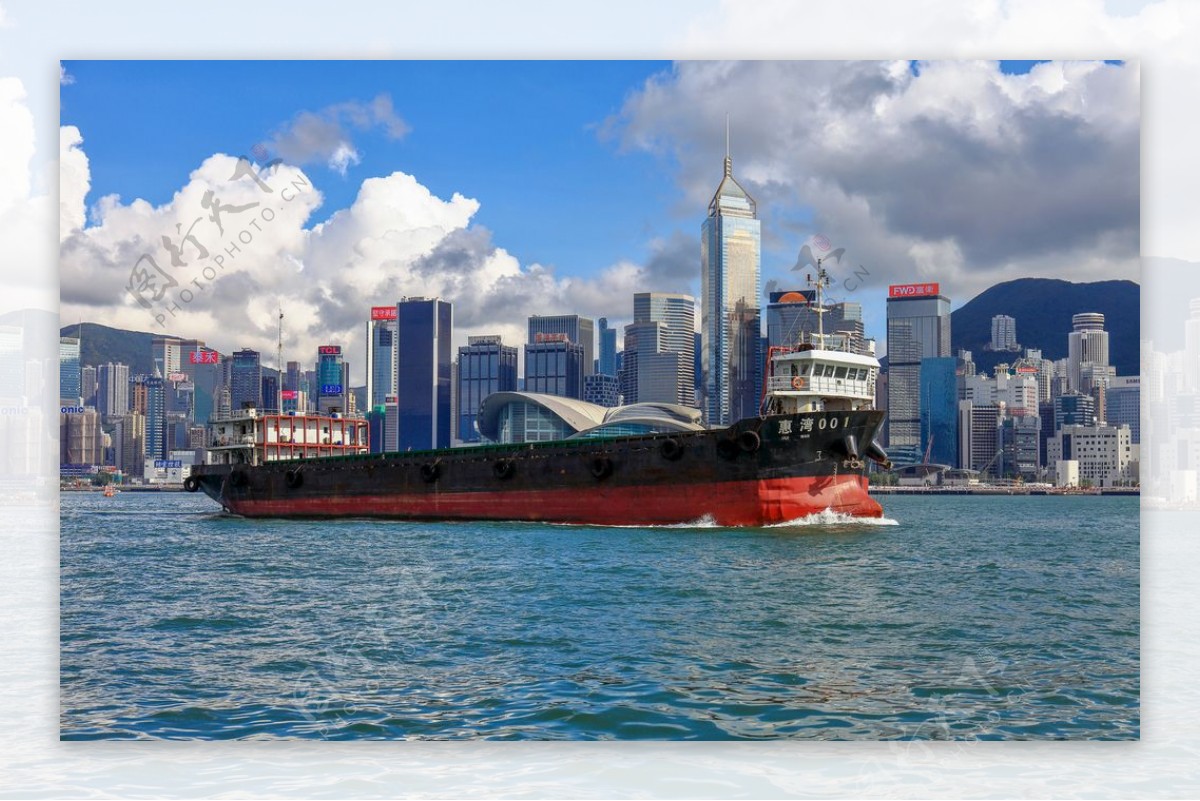香港维多利亚港工程船只