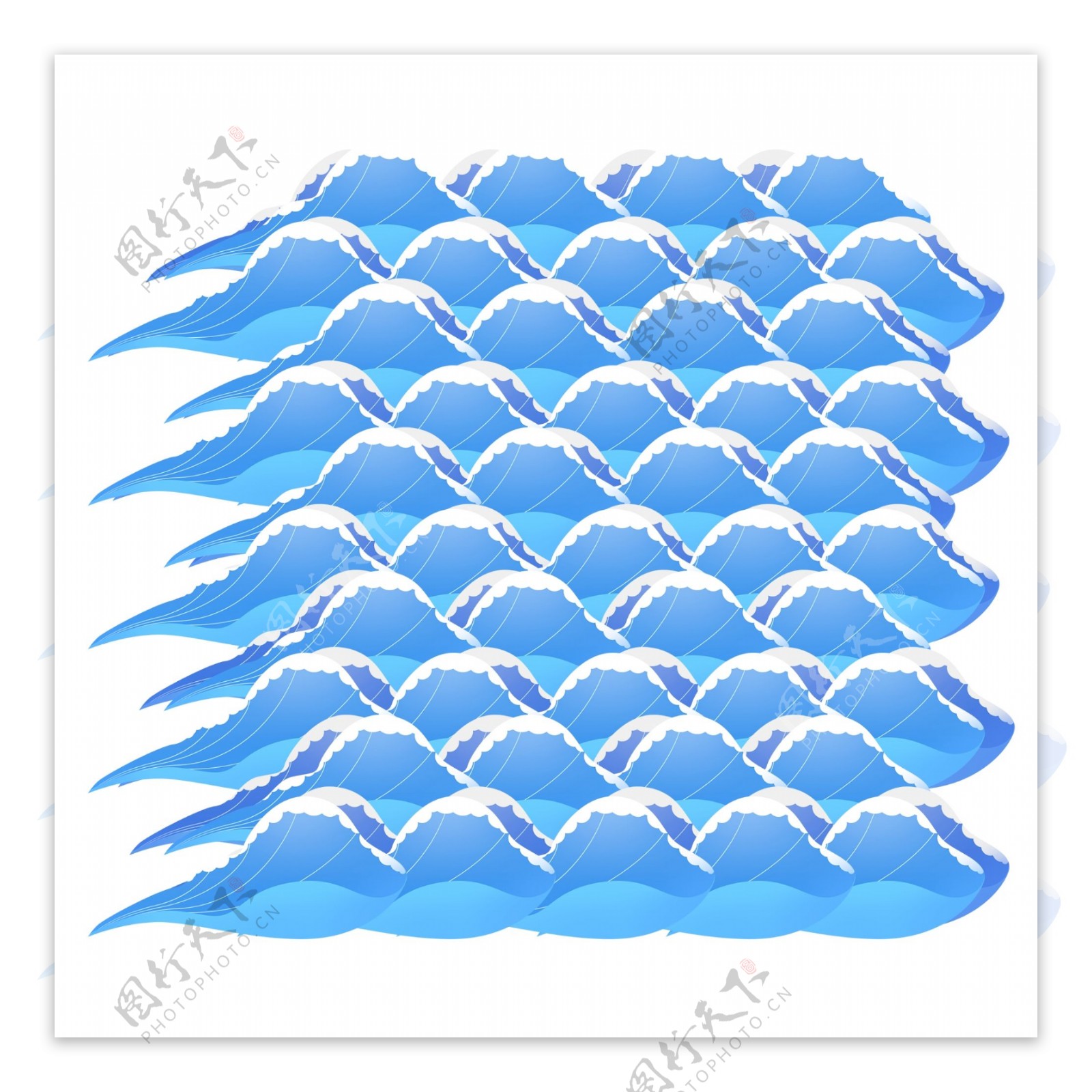 微立体手绘风蓝色海浪底纹可商用元素
