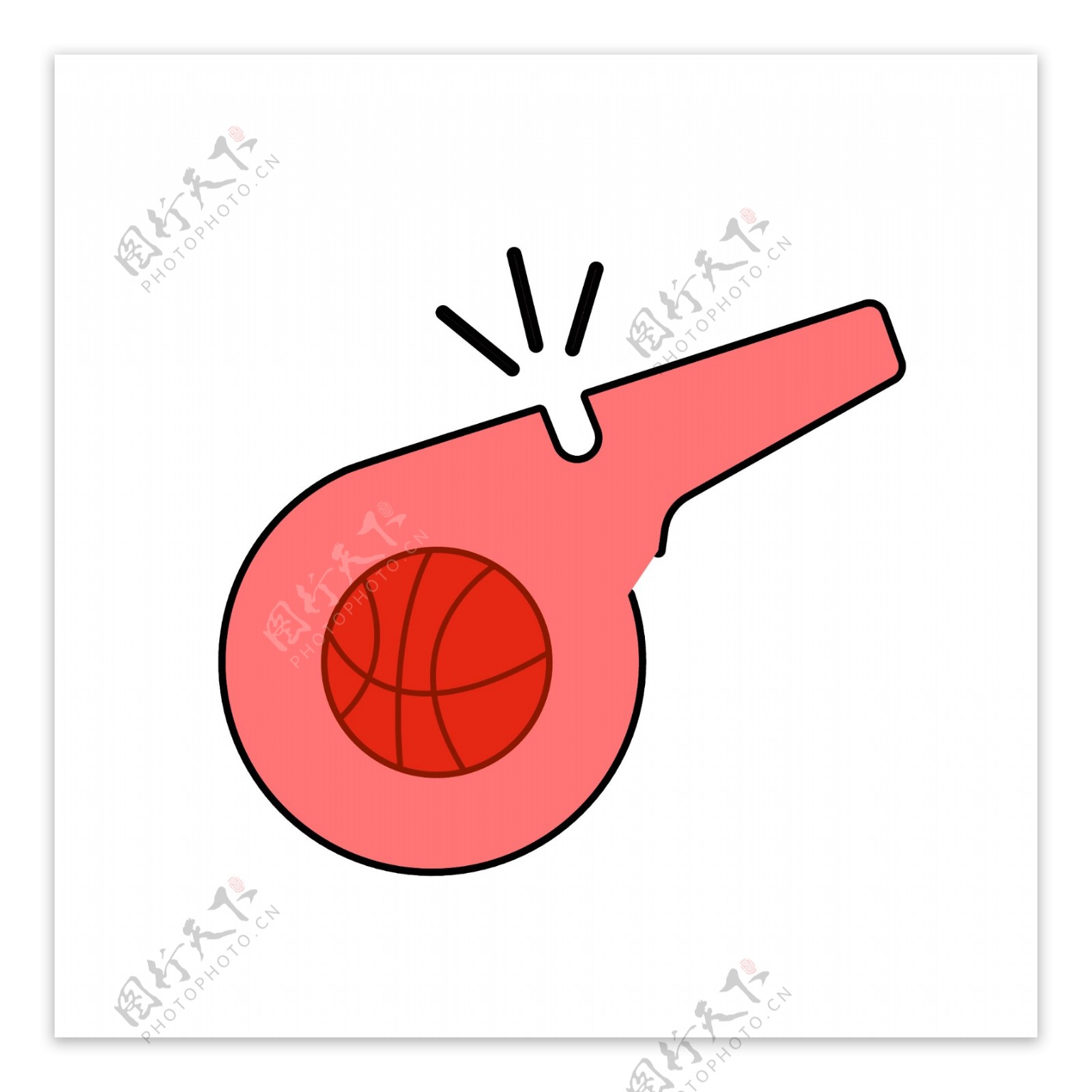篮球日口哨插画元素设计