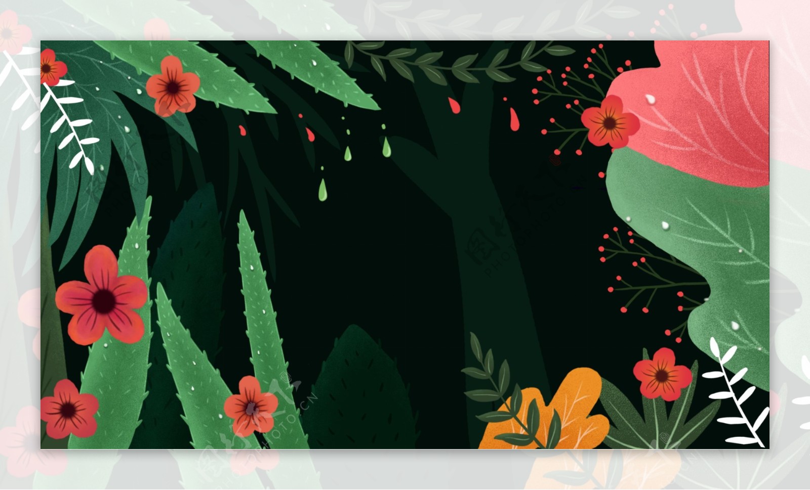 手绘创意彩色花卉展板背景