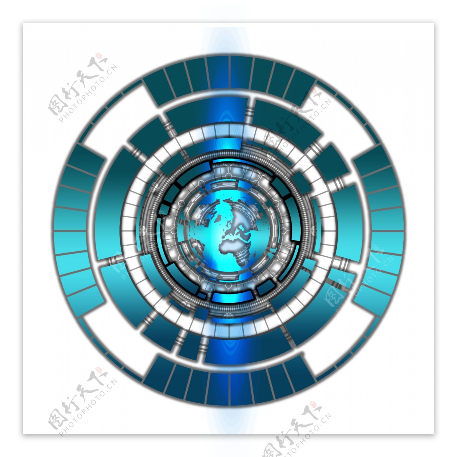 蓝色科技科幻未来地球装饰图案设计元素