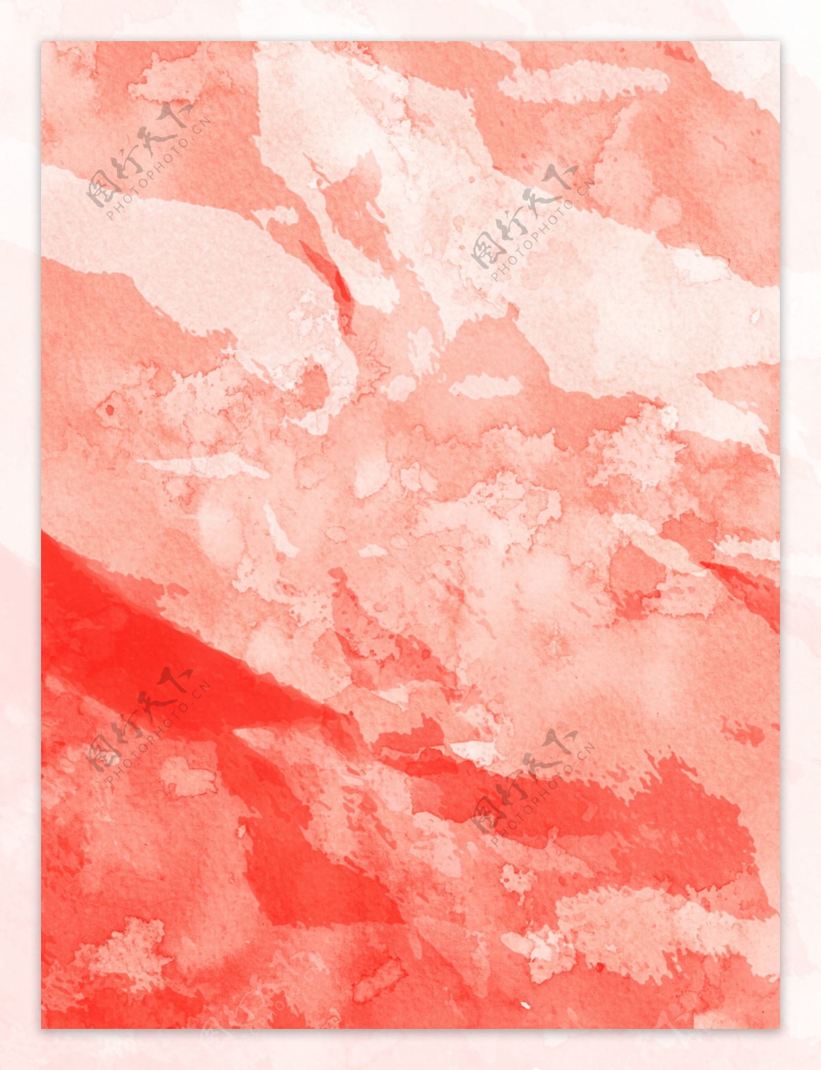 全原创手绘珊瑚红水彩质感背景