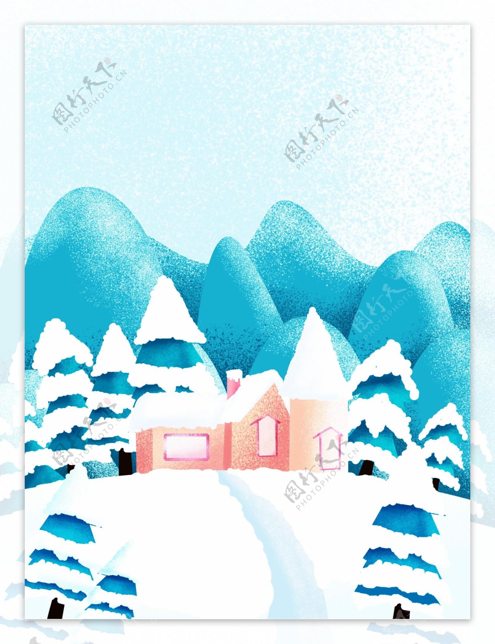 彩绘冬季背景素材