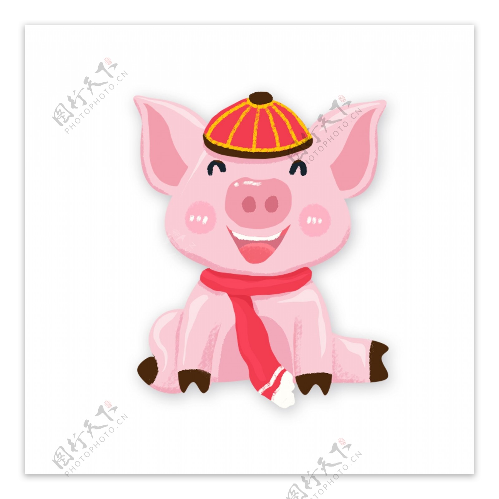 猪年喜庆拜年的粉红小猪设计