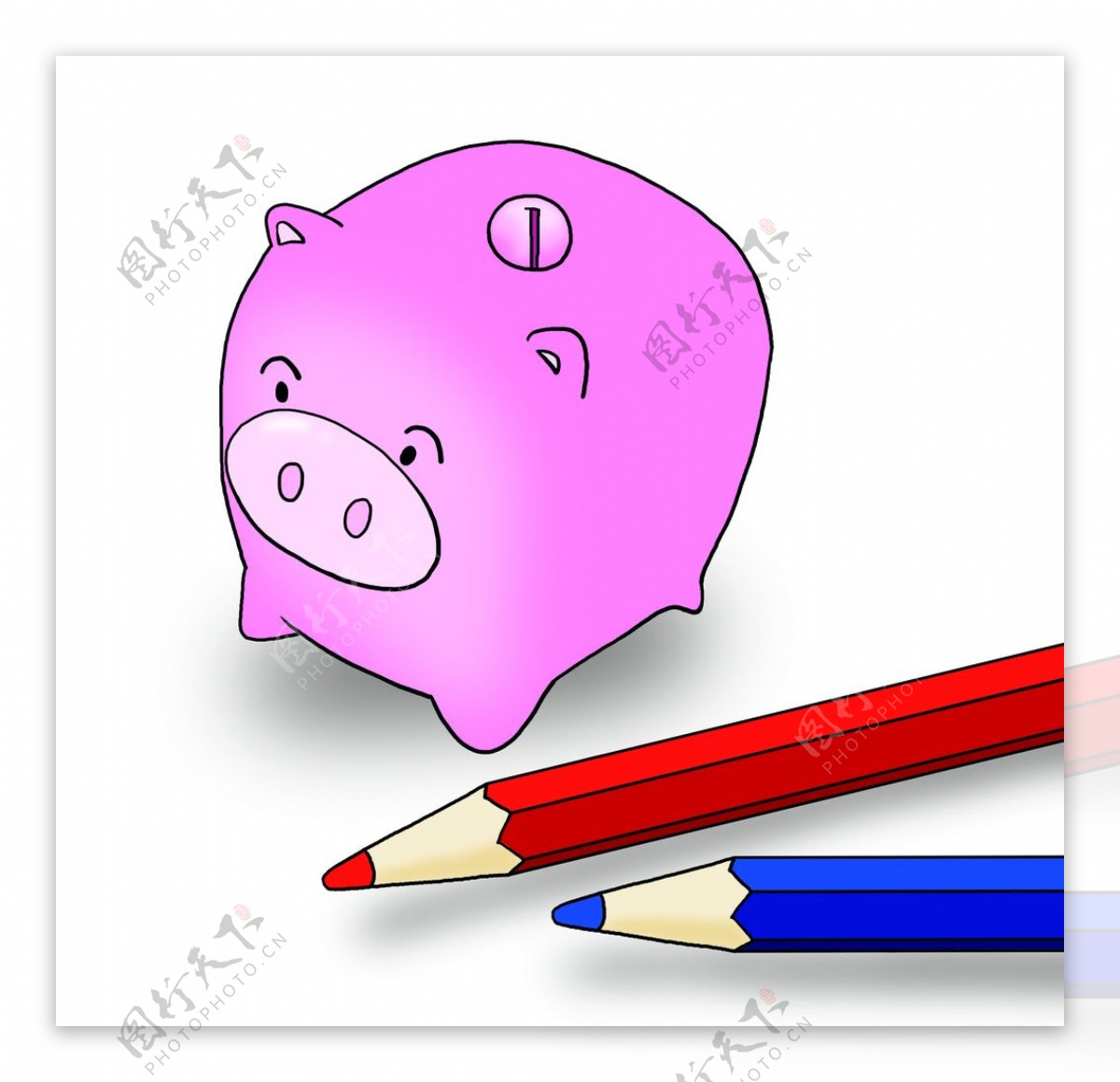 小猪转笔刀和红蓝铅笔