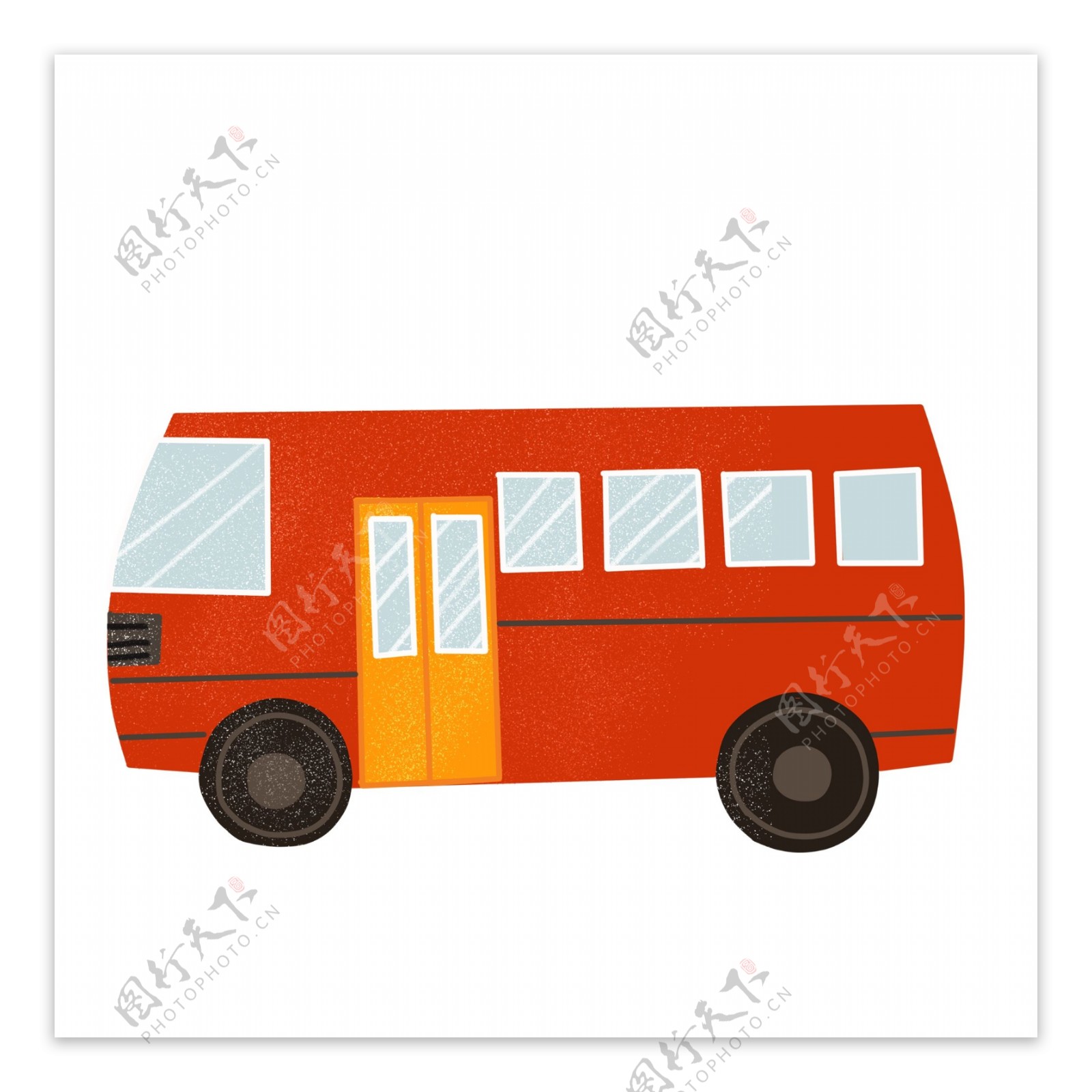 卡通扁平化一辆公交车设计