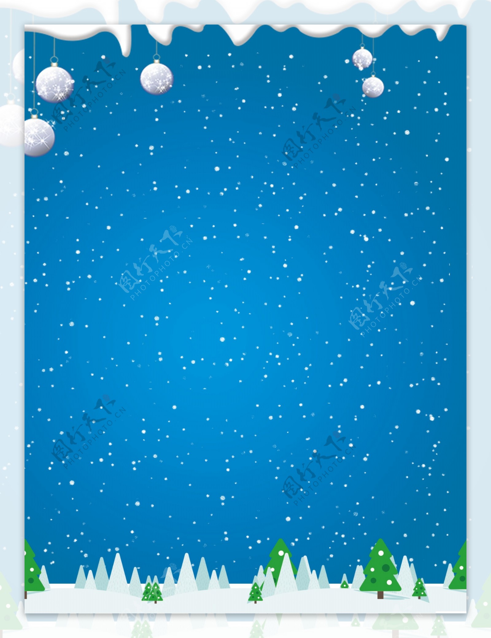 蓝色下雪圣诞节背景设计