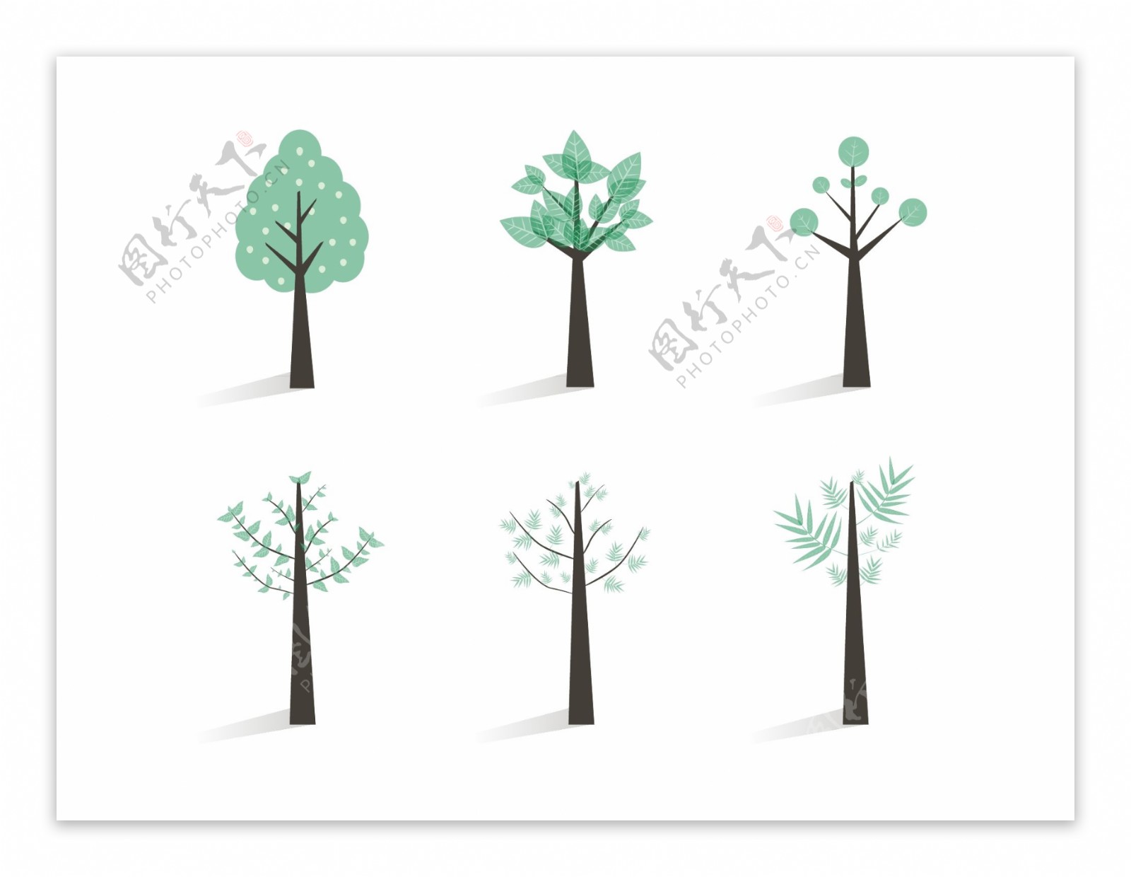 矢量绿色树木绿叶装饰图案