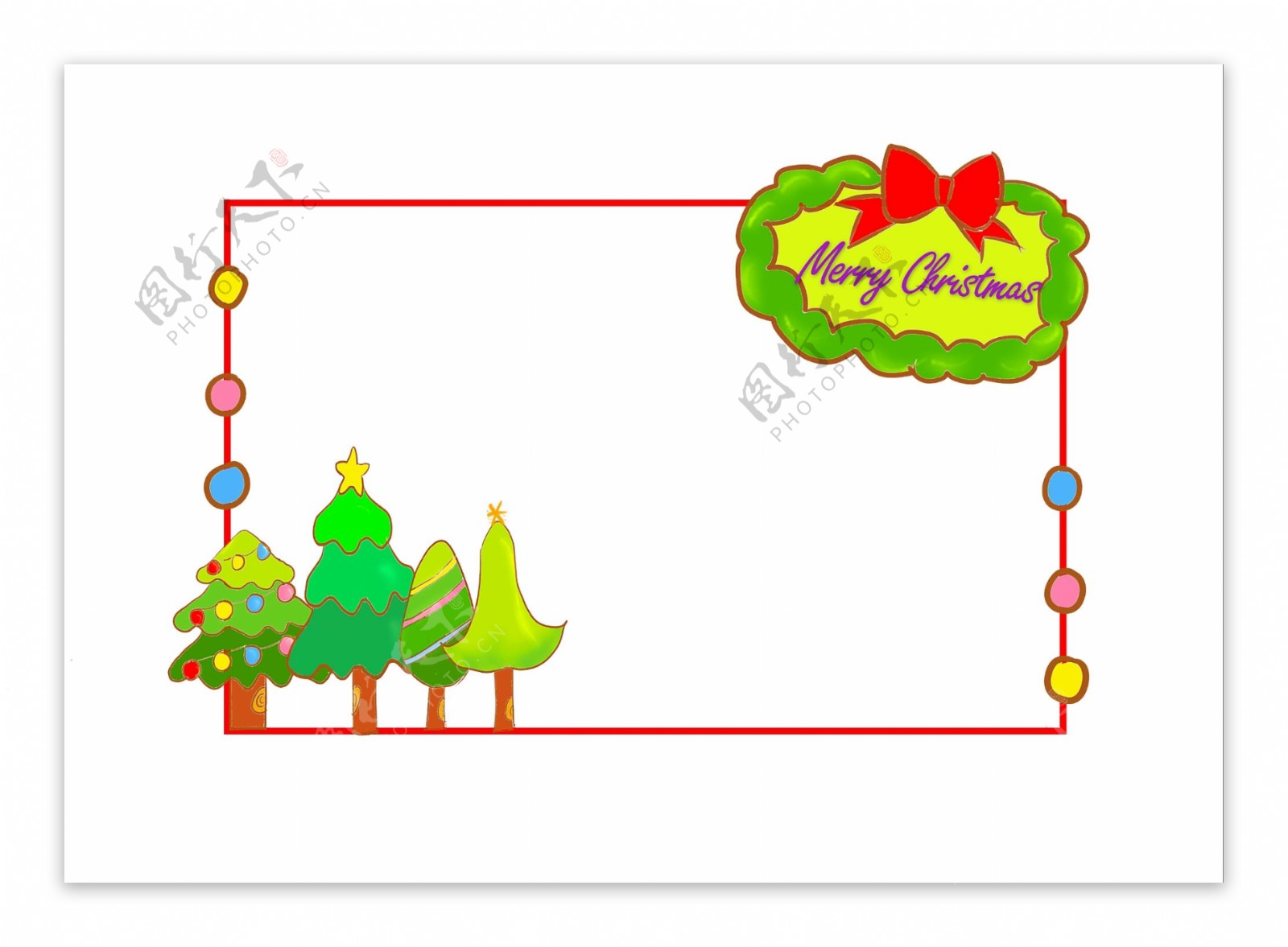 手绘圣诞节松树插画