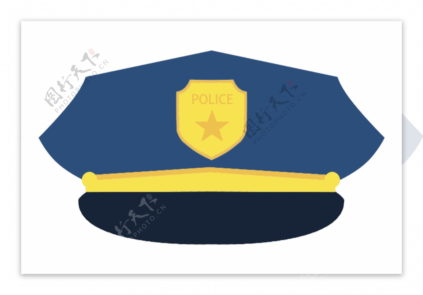 蓝色的警察帽子插画