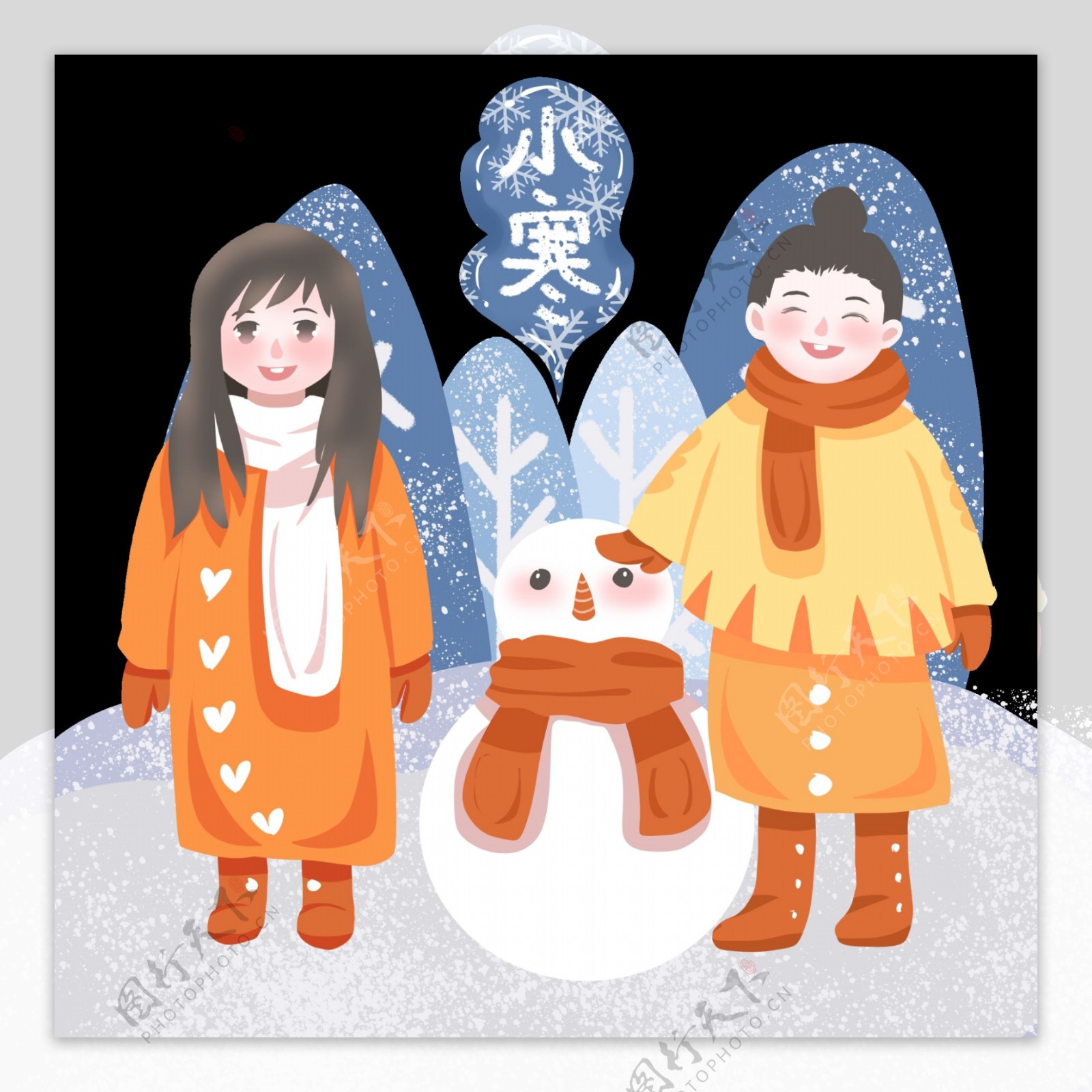 中国传统雪景小寒节气图