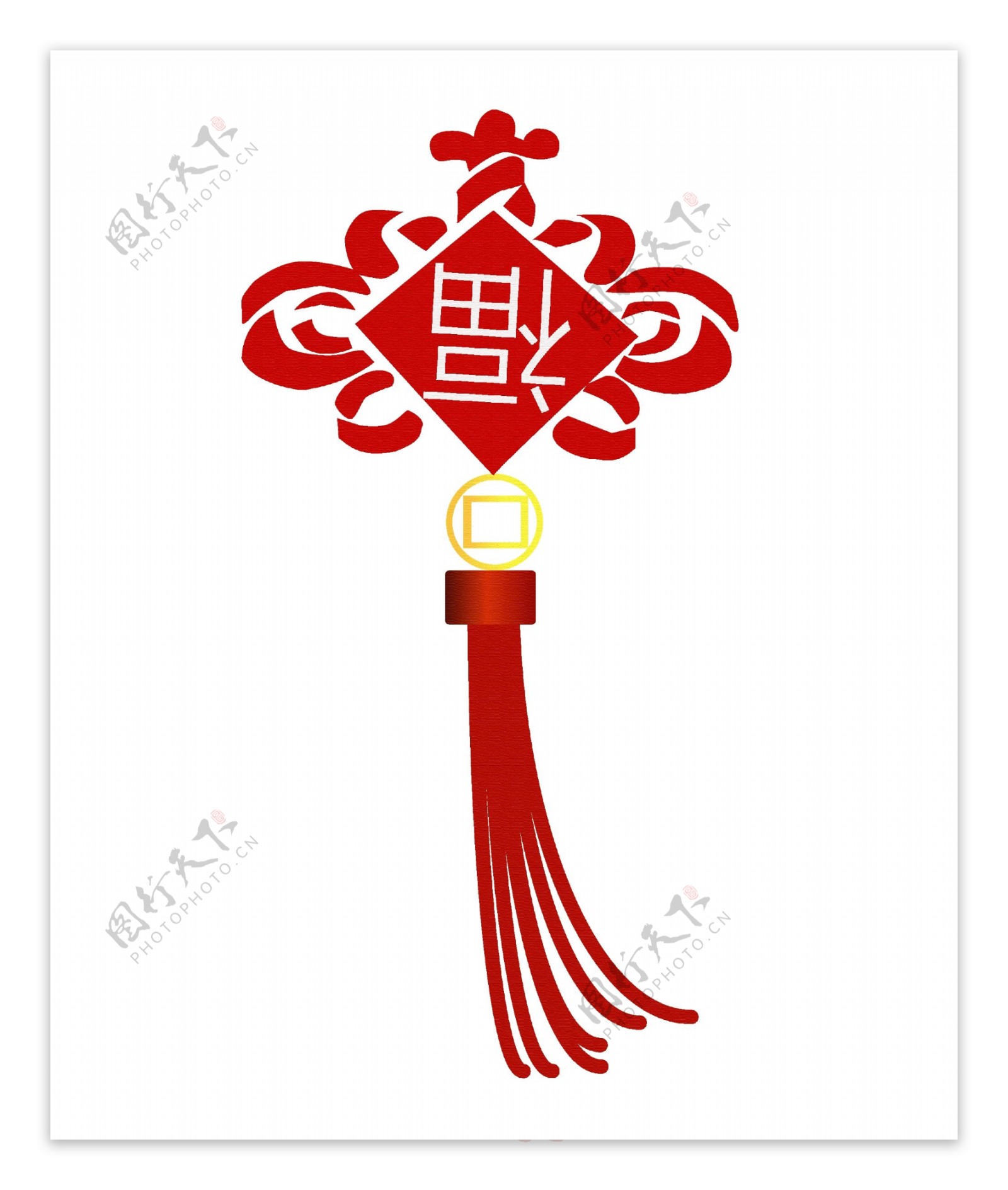 新年红色的中国结插画