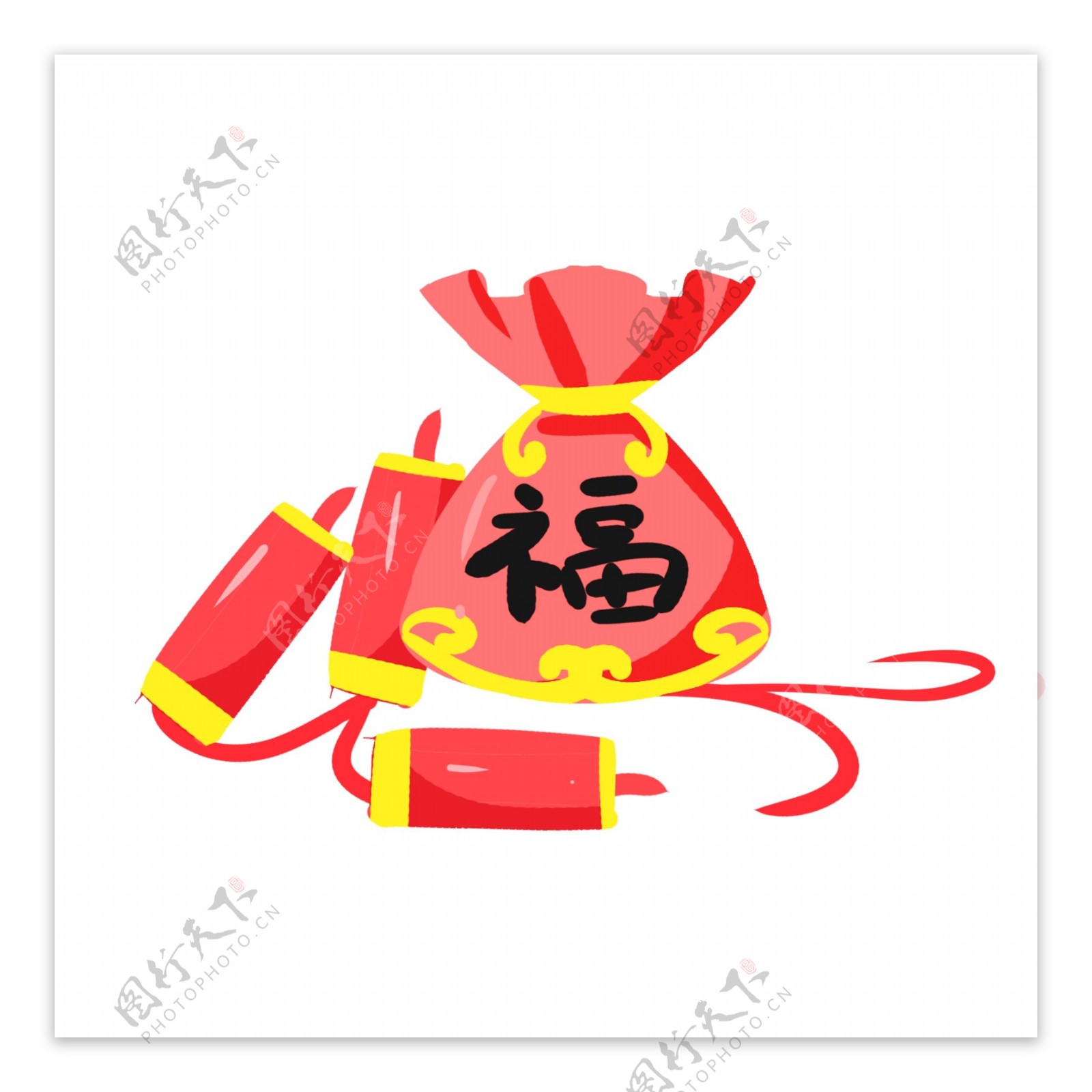 春节喜庆红色福字手绘插画