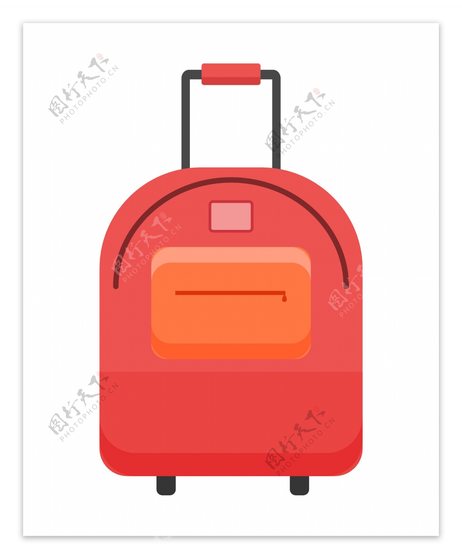 手绘红色的行李箱插画