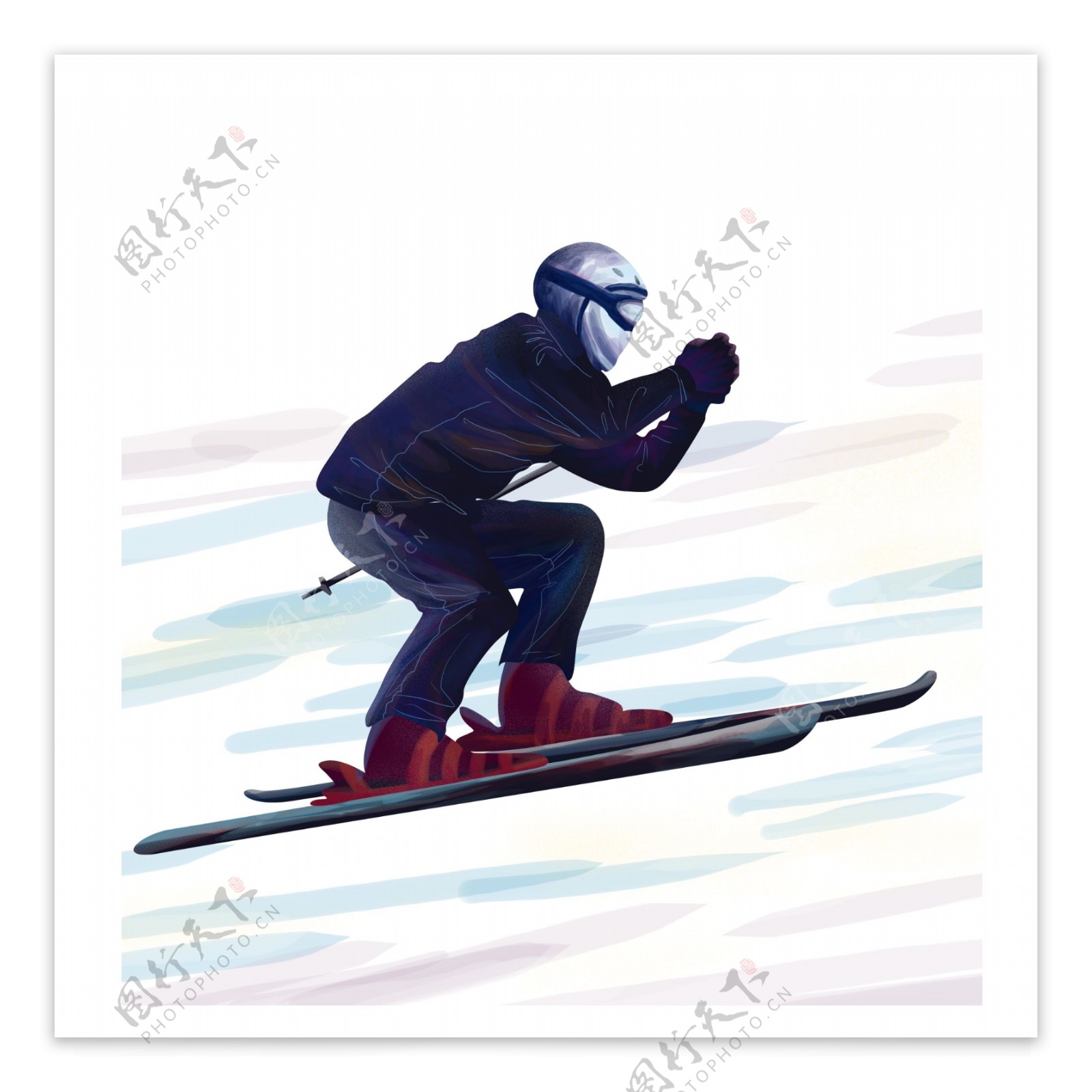 冬天滑雪的男人卡通设计