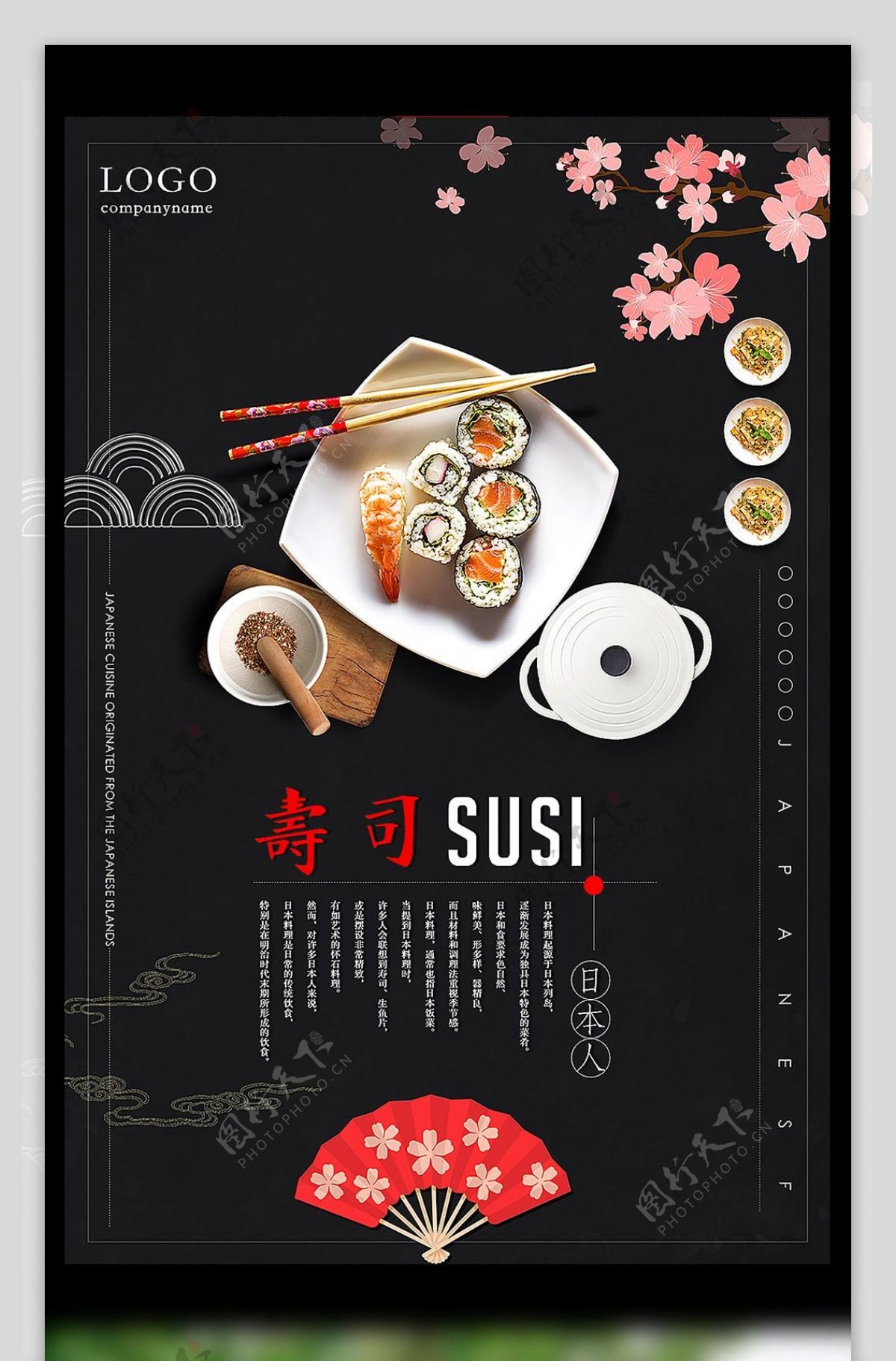 日式料理寿司美食餐饮海报